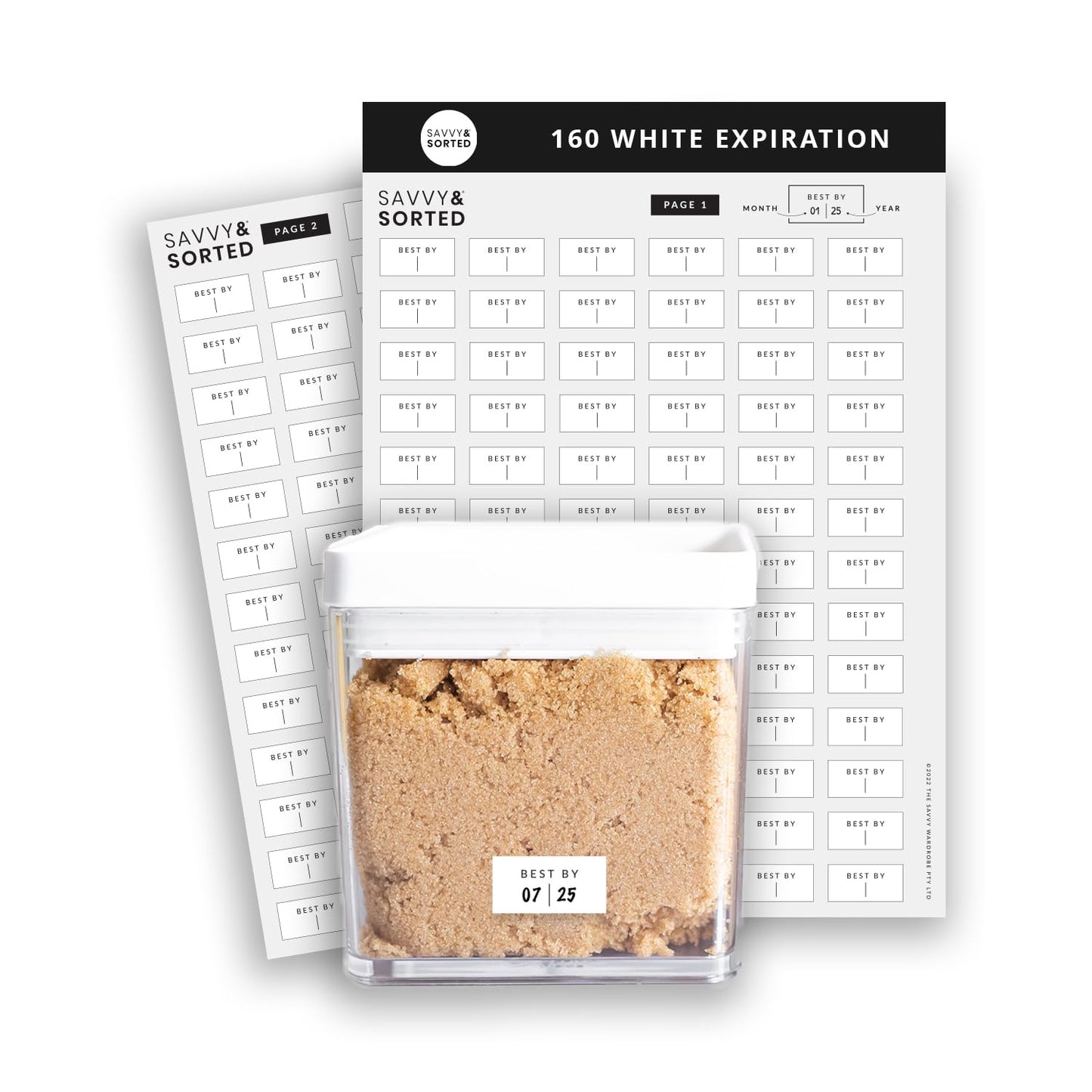 Expiration Date Pantry Labels, 160 Waterproof Food Expiration Date Labels for Containers, Kitchen Labels for Food Freshness, Use by Meal Prep Labels, Best by Write On Labels White Expiration Labels