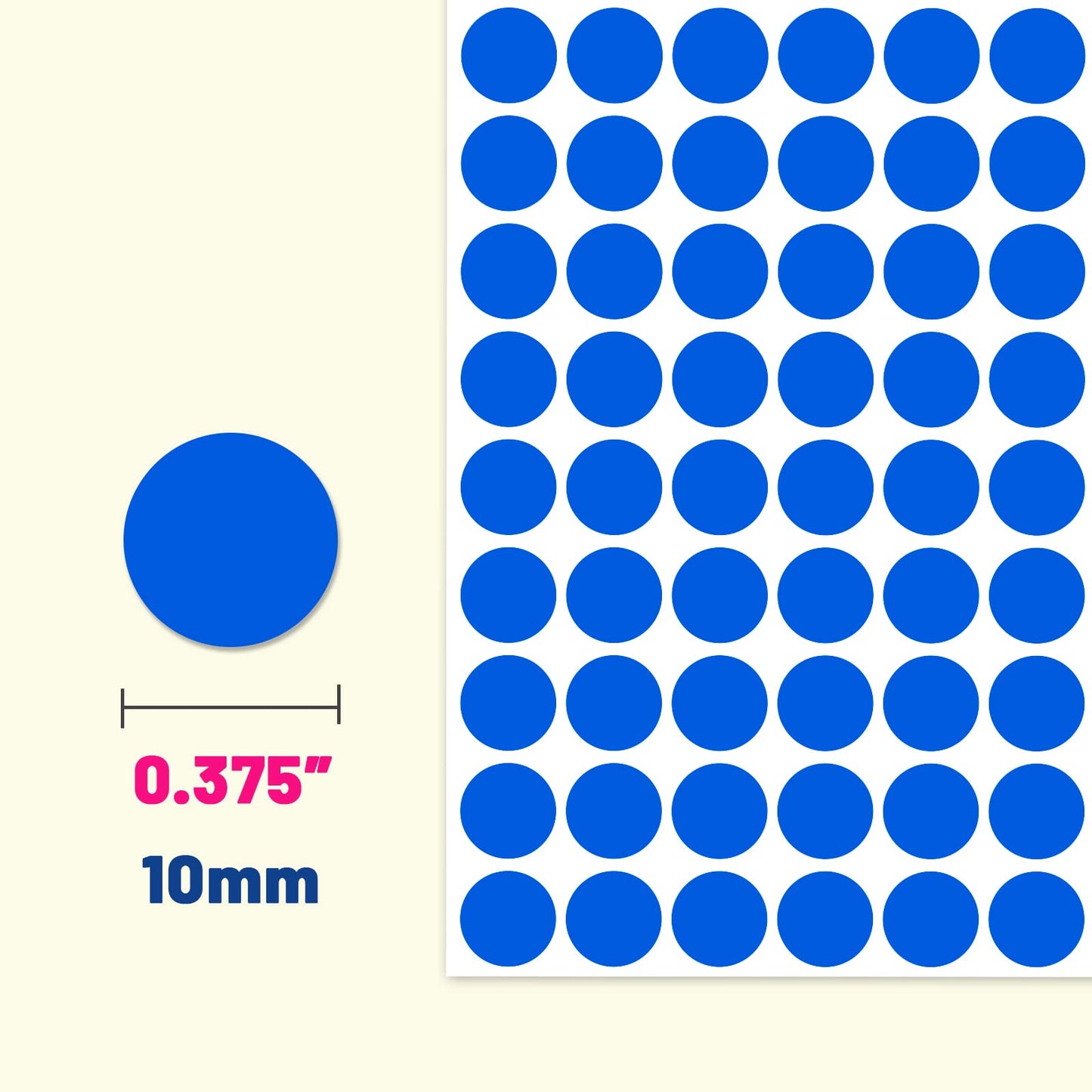3000 Pack, 0.375" Round Colored Dot Stickers Labels - 10 Colors 0.375"