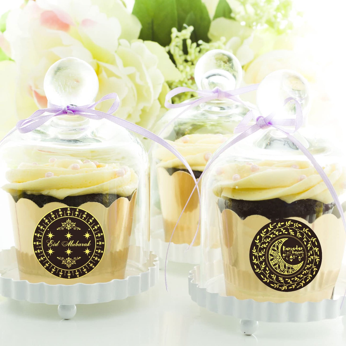 Waline Ramadan & Eid Stickers - Black Gold Islamic Decorations, 6 Designs Eid Ramadan