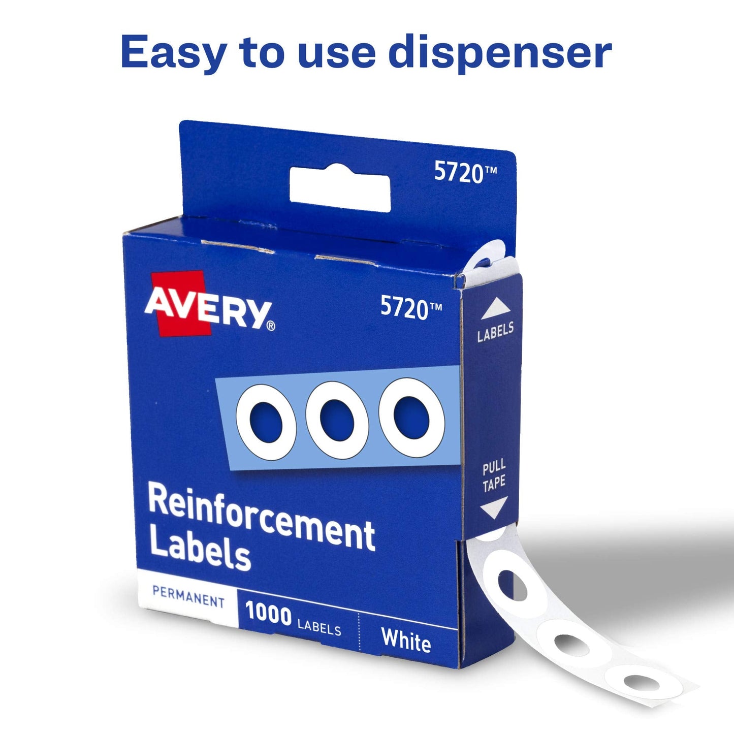 Avery Hole Reinforcement Label Stickers, White, 1,000 Per Pack, 2 Packs, 2,000 Total Labels (05720)