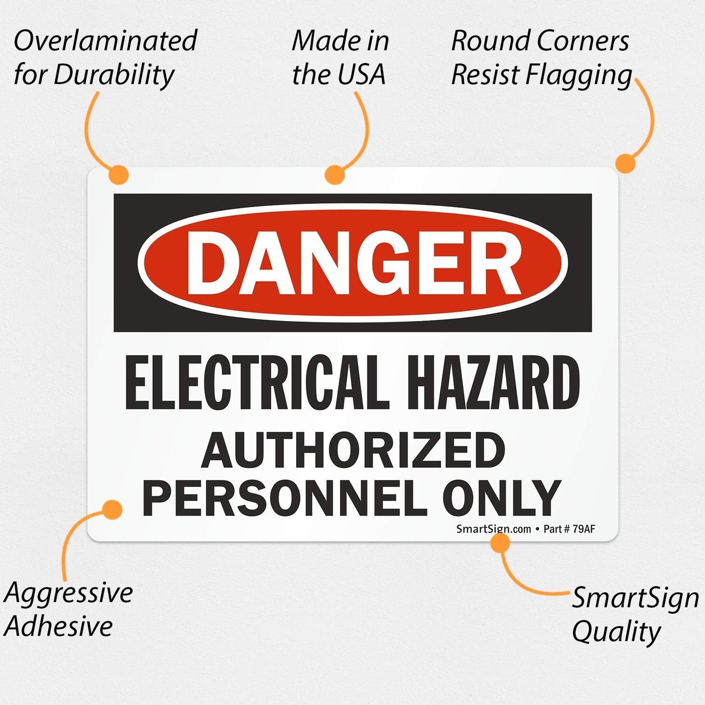 SmartSign - U9-1742-ND_3.5x5 "Danger - Electrical Hazard, Authorized Personnel Only" Label | 3.5" x 5" Laminated Vinyl Black/Red on White 3.5" x 5" Durable Non-Reflective Decal