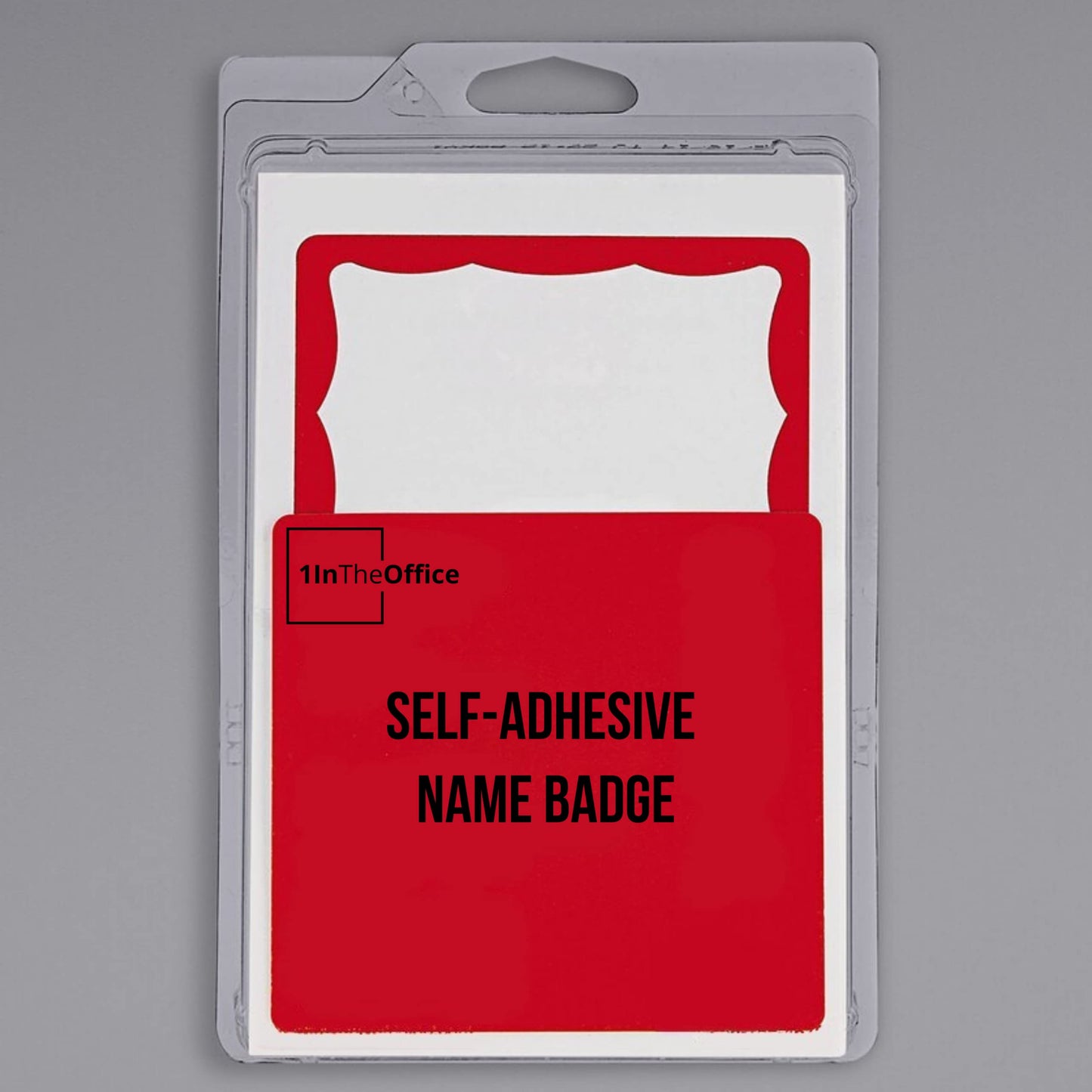 1InTheOffice Sticker Name Tags, Sticky Name Tags, Name Badge Stickers, 3.5" x 2.25", Self-Adhesive, Red, 100 Pack