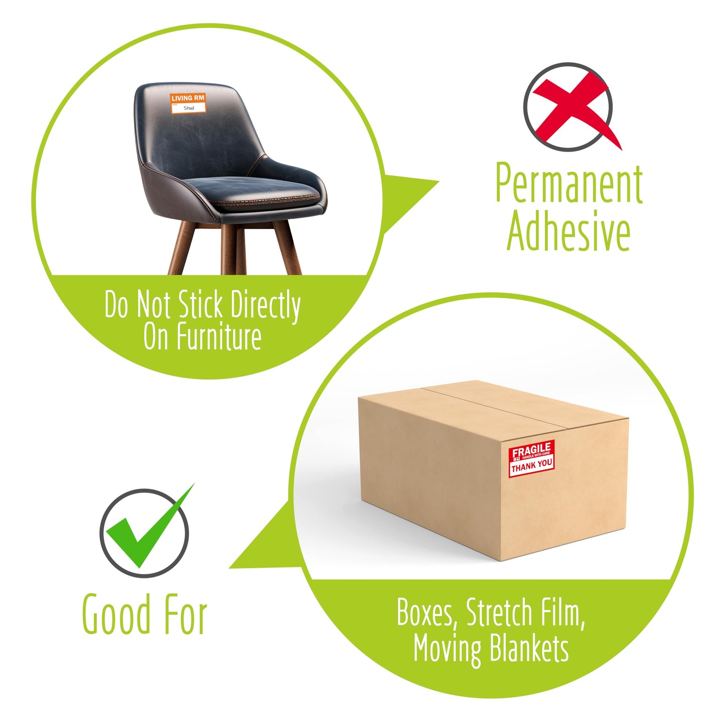 300PCS Home Moving Labels, 5 Color Coding Labels Packing Box Stickers with 50 Fragile Stickers & 50 Blank Ones (Each Measures 2” x 3.6”) Style-b 2” x 3.6” 300pcs