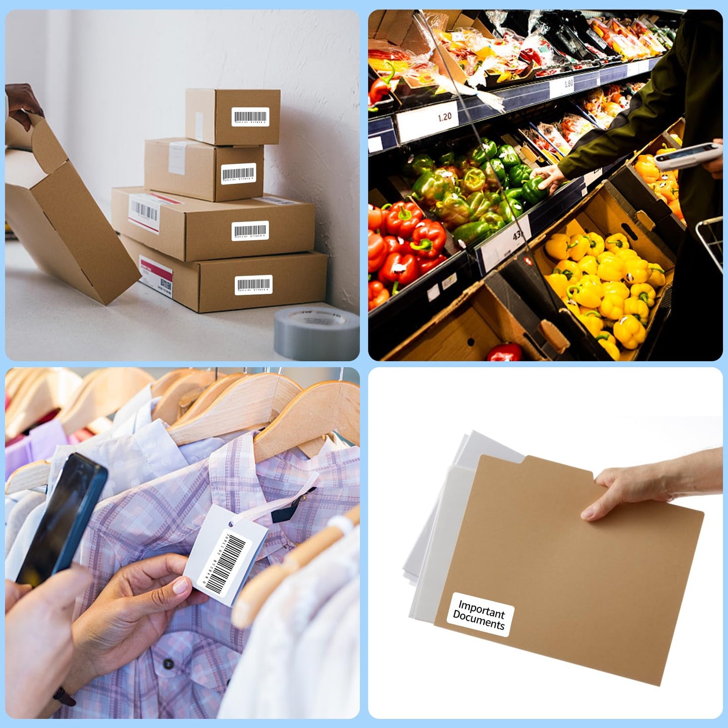 Direct Thermal Label 2x1, Thermal Labels for Barcodes, Return Address, File Folders - Barcode Stickers Compatible with Rollo, Munbyn, Zebra, Godex - 1Roll, 1000 Lable, White Sticker Labels 2x1-white