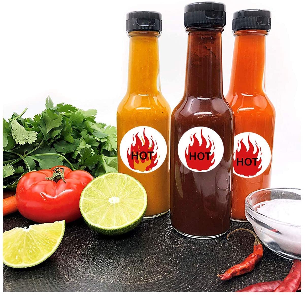 1.5 Inch Round Hot Stickers Fluorescent Red Flame Stickers Hot Labels - HOT Imprint Flame Labels 500/Roll 1.5 Inch
