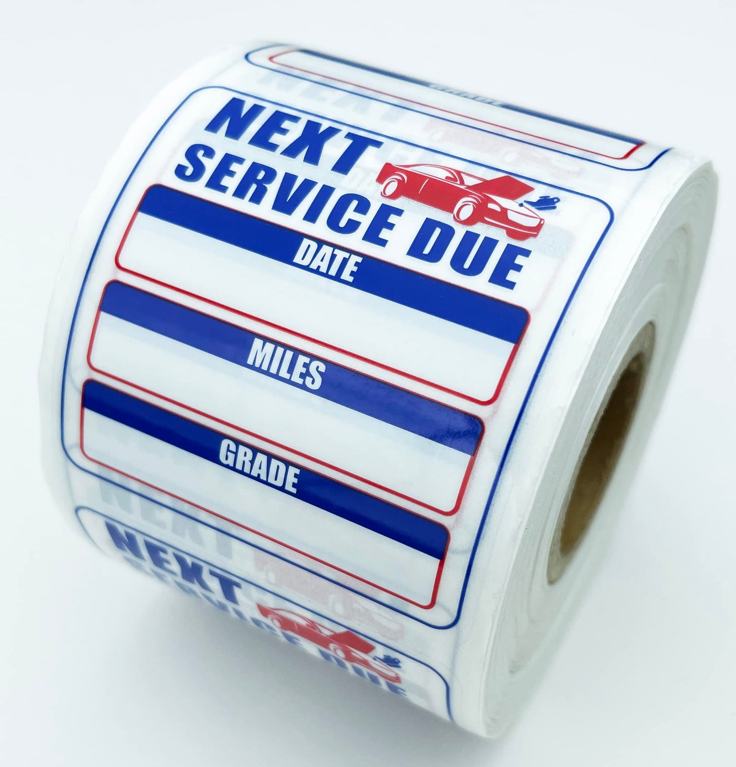 Oil Change Stickers 250 Pcs Per Roll-Service Reminder Stickers-2 inches x 2 inches Premium Clear Stock-Windshield-Checkered Flag- Peel & Write and Stick with No Residue Car Sticker.