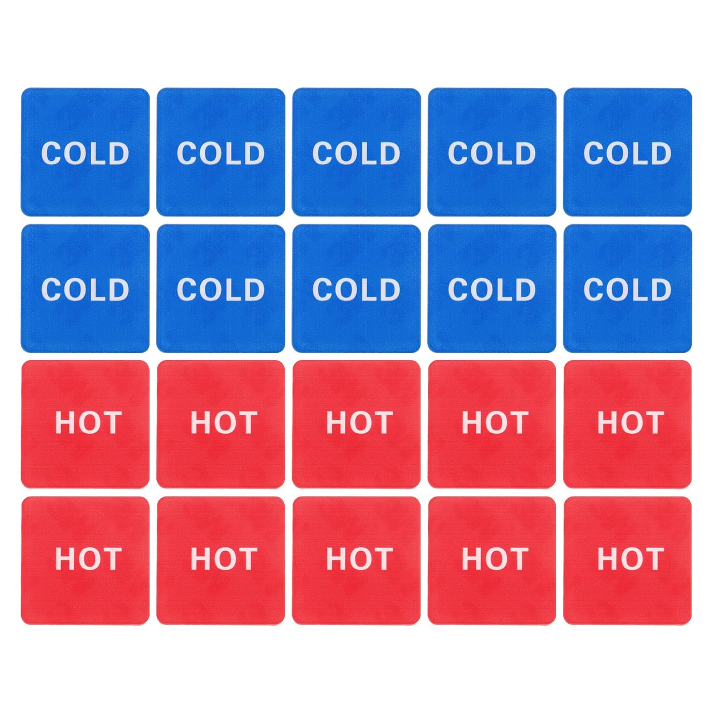 YOKIVE 20 Pcs Hot Cold Water Sticker Label, Sticker Sign Acrylic Great for Faucets Sinks Kitchen (White Red Blue, Square, 1" x 1" x 0.08")
