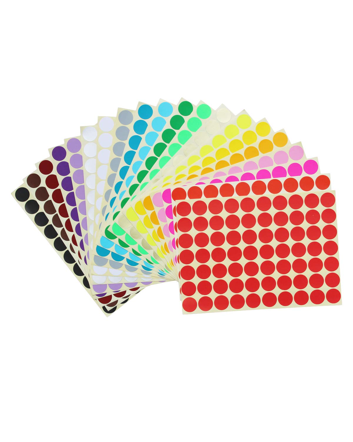 7000 Count 3/4" Round Dot Stickers Color Coding Labels, 20 Colors, 100 Sheets