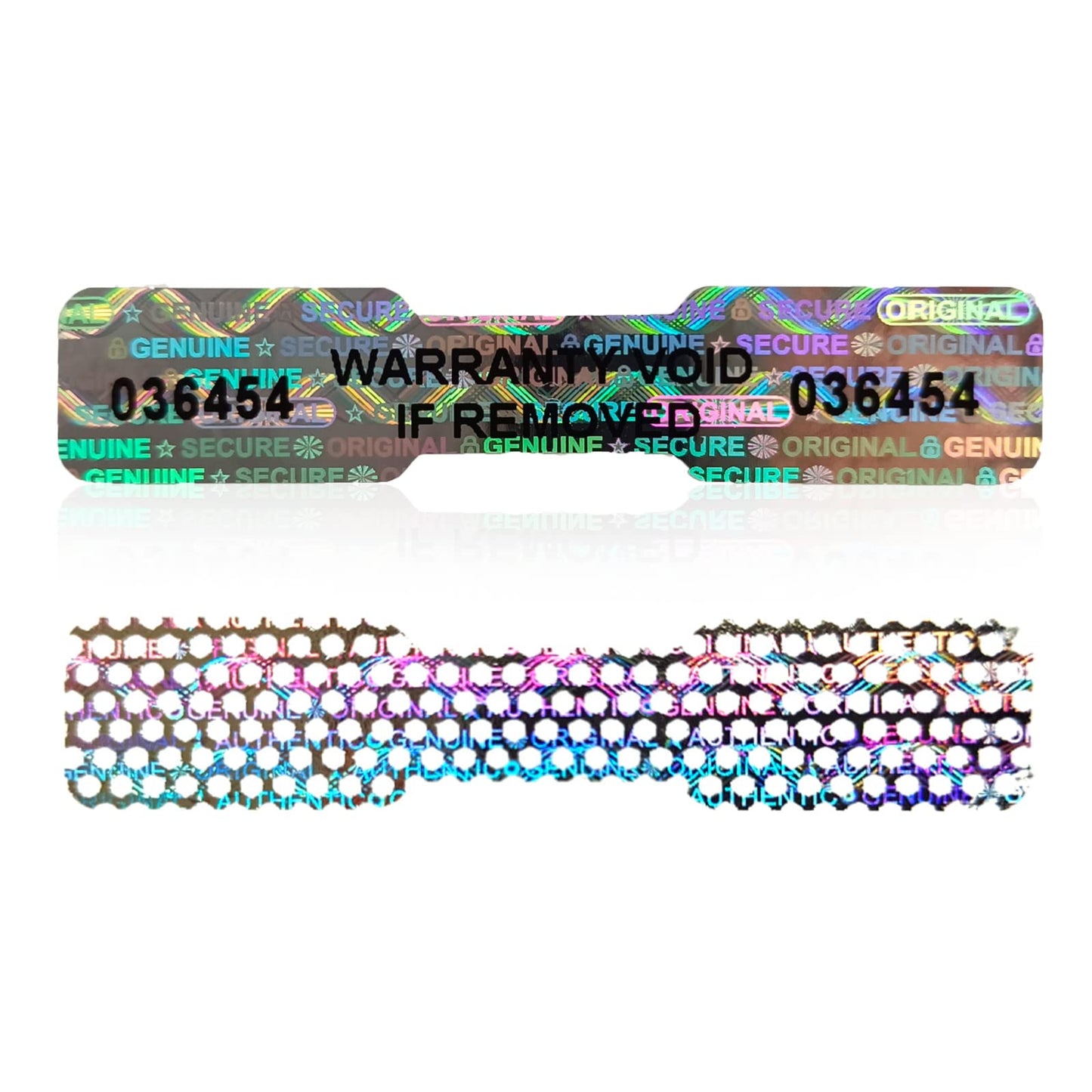620pcs Bone Shape Tamper Proof Hologram Stickers Genuine Warranty Void Seal Labels tamepr evident Label Honeycomb Bottom (2x0.4inch)