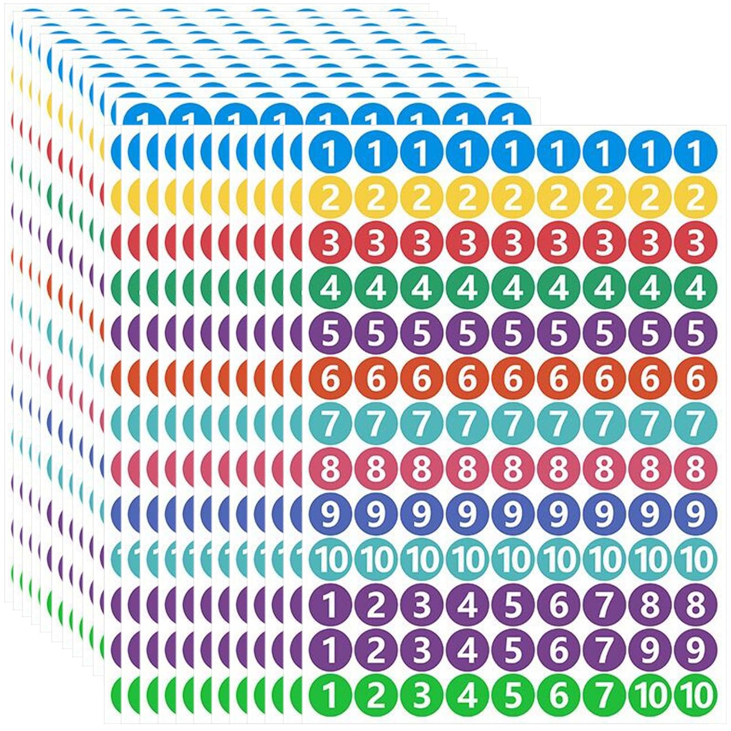 RIVEENY 24 Sheets 1 to 10 Number Stickers Vinyl Consecutive Number Stickers Self Adhesive Decal for Indoor and Outdoor Waterproof Labels Number Inventory Stickers for Inventory Classification Style-b