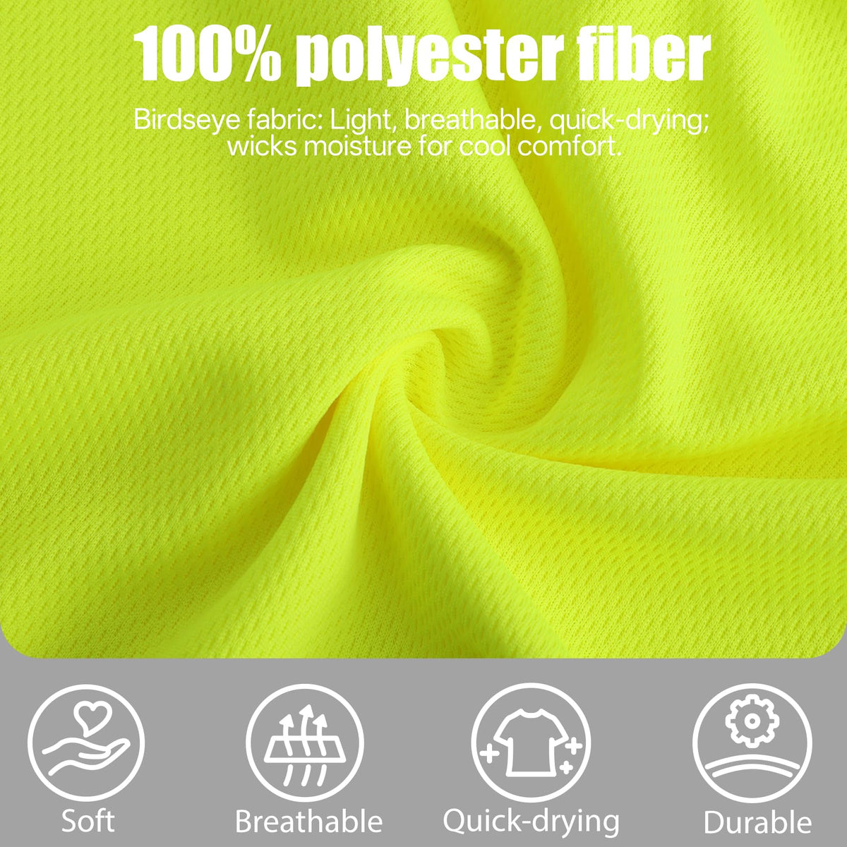 wefeyuv High Visibility Shirts for Men & Women, Short Sleeve Class 2 Safety T Shirts with Reflective Strips and Pocket, Durable & Breathable for Construction Work Use, Yellow, 2XL XX-Large Hi-vis Yellow
