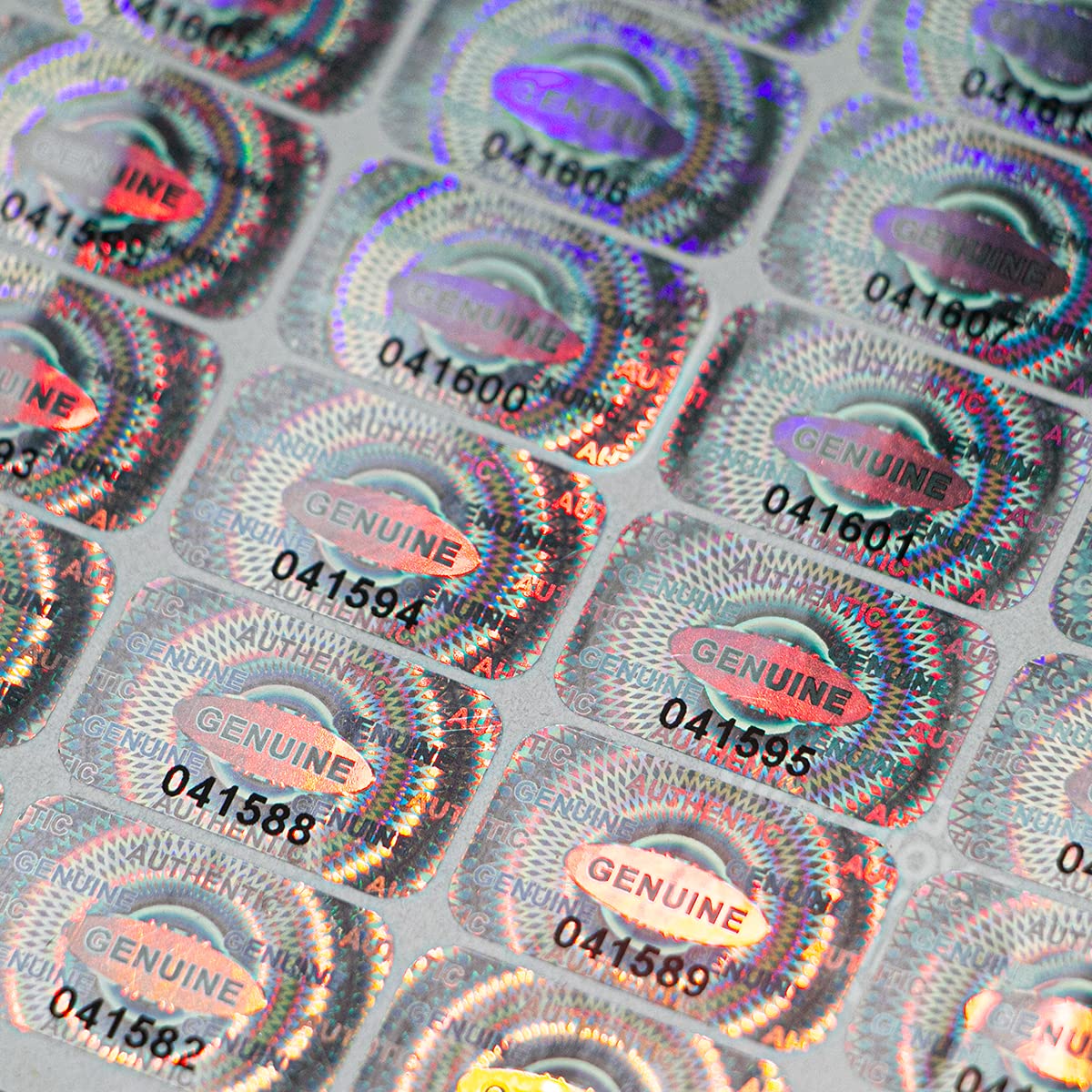 1200 pcs Hologram Security Tamper evident Stickers Warranty Void Seal Labels with Unique Serial Number Genuine Authentic Tamper Proof Sticker(1X0.6 inch) 1200pcs,silver