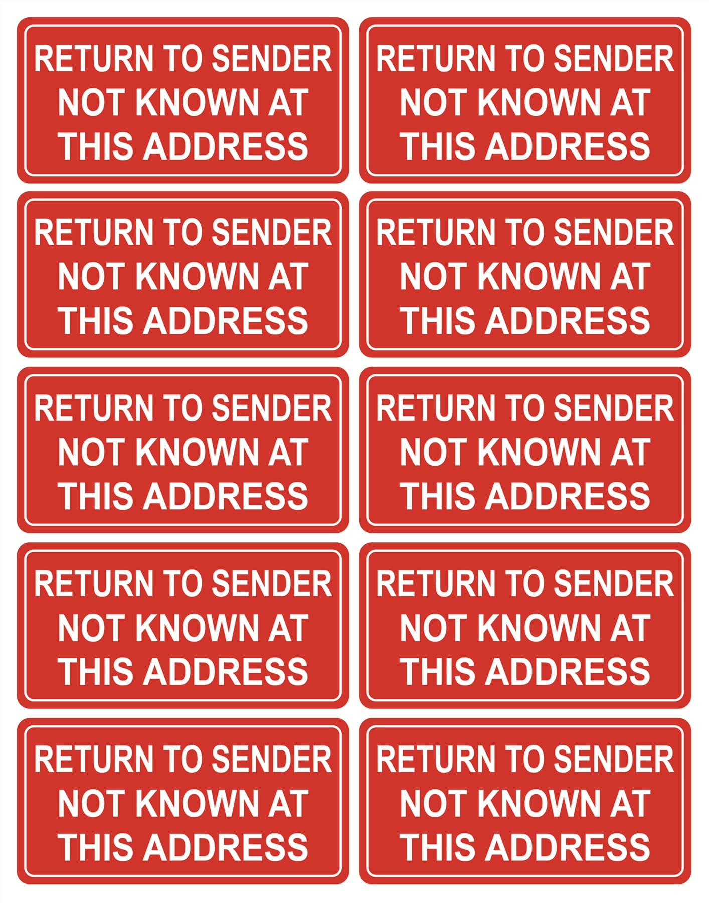 Return to Sender Sticker,1x2 inch 500pcs red Return to Sender Sticker for Shipping
