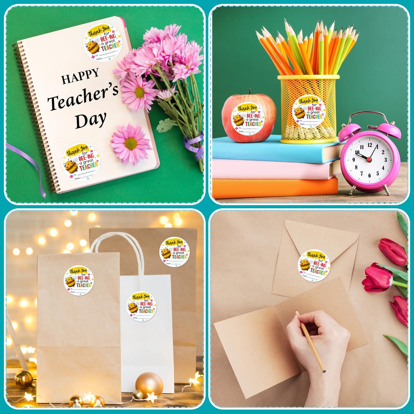 WhatSign 36Pcs Thank You Teacher Stickers Labels 1.5" Teacher Appreciation Stickers Gifts Tags A01
