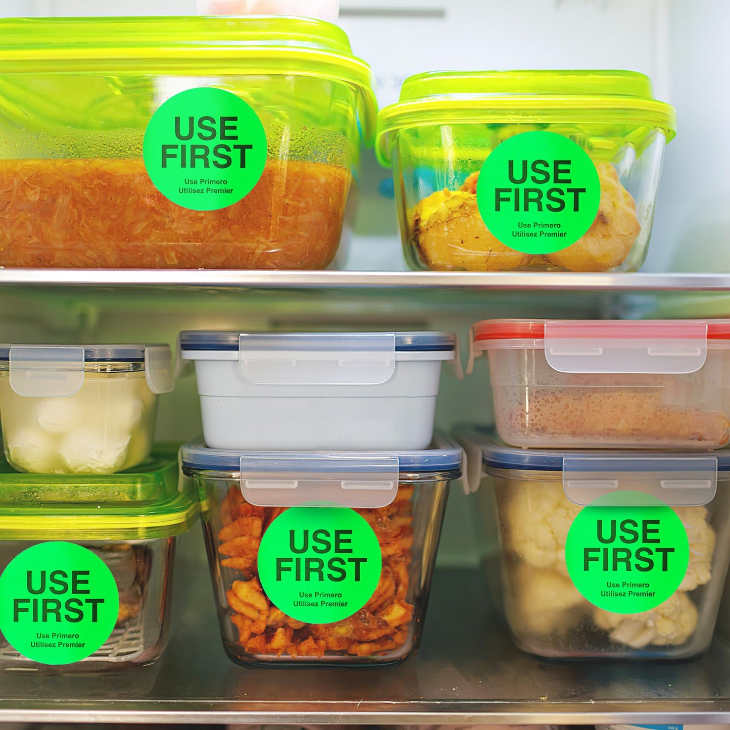 Use First Sticker with 2 Inch Circular Inventory Control Labels,Permanent Adhesive Restaurant Quality Food Labels for Use First (Fluorescent Green) 1 pc