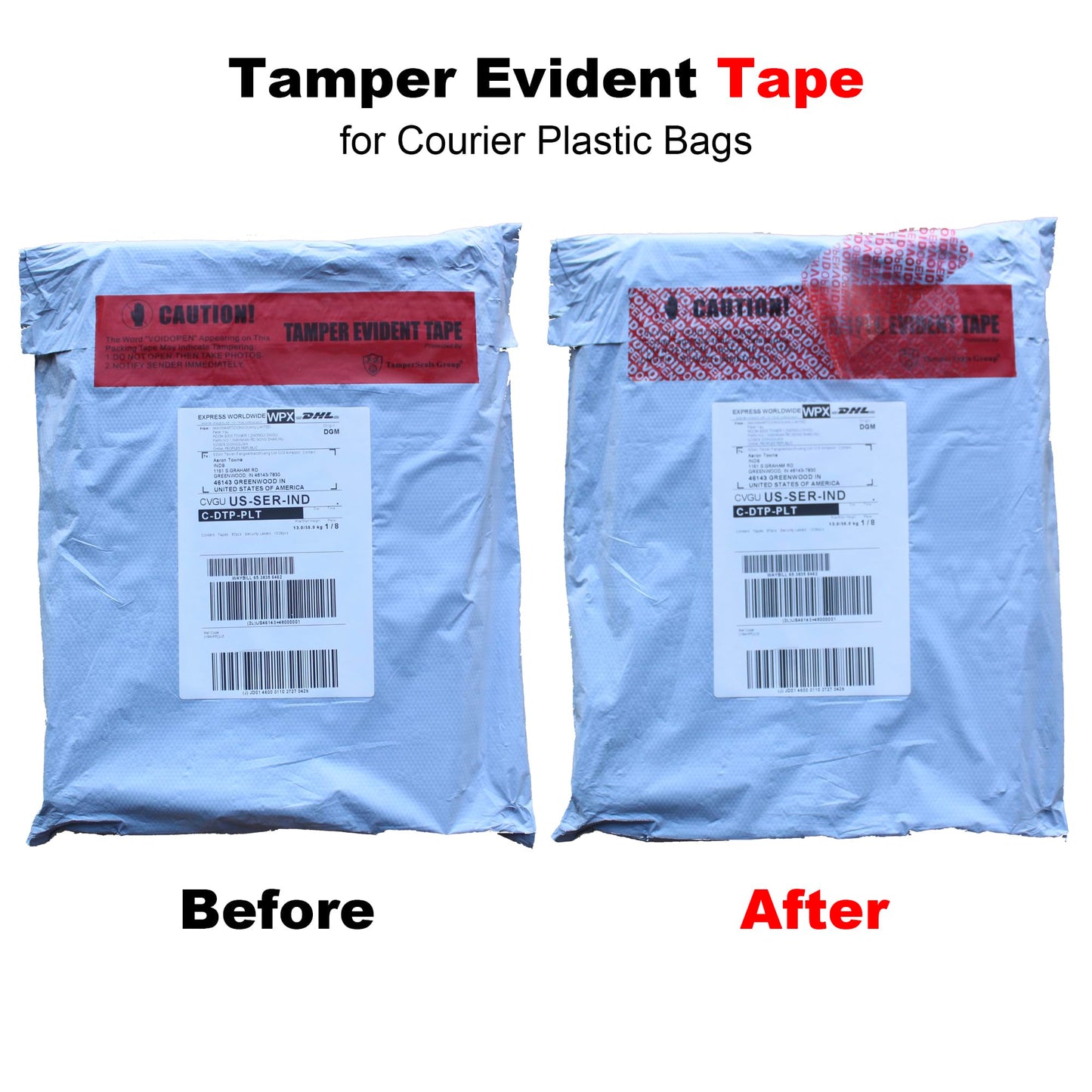 1 Roll 100% Total Transfer Tamper Evident Security Seal Tape (50mm x 50m x 2mil, Ultra-Thick “Void” Film, Red)