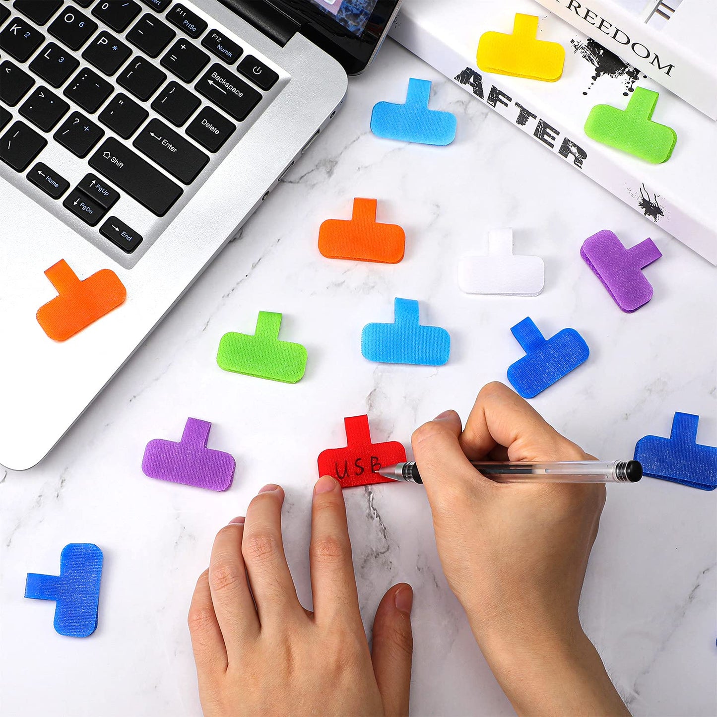 50 Pieces Cable Labels Multi Color Cord Wire Labels, Cable Tags and Wire Tags for Management and Classify for Electronics, Computers and More(Classic Style) Classic Style