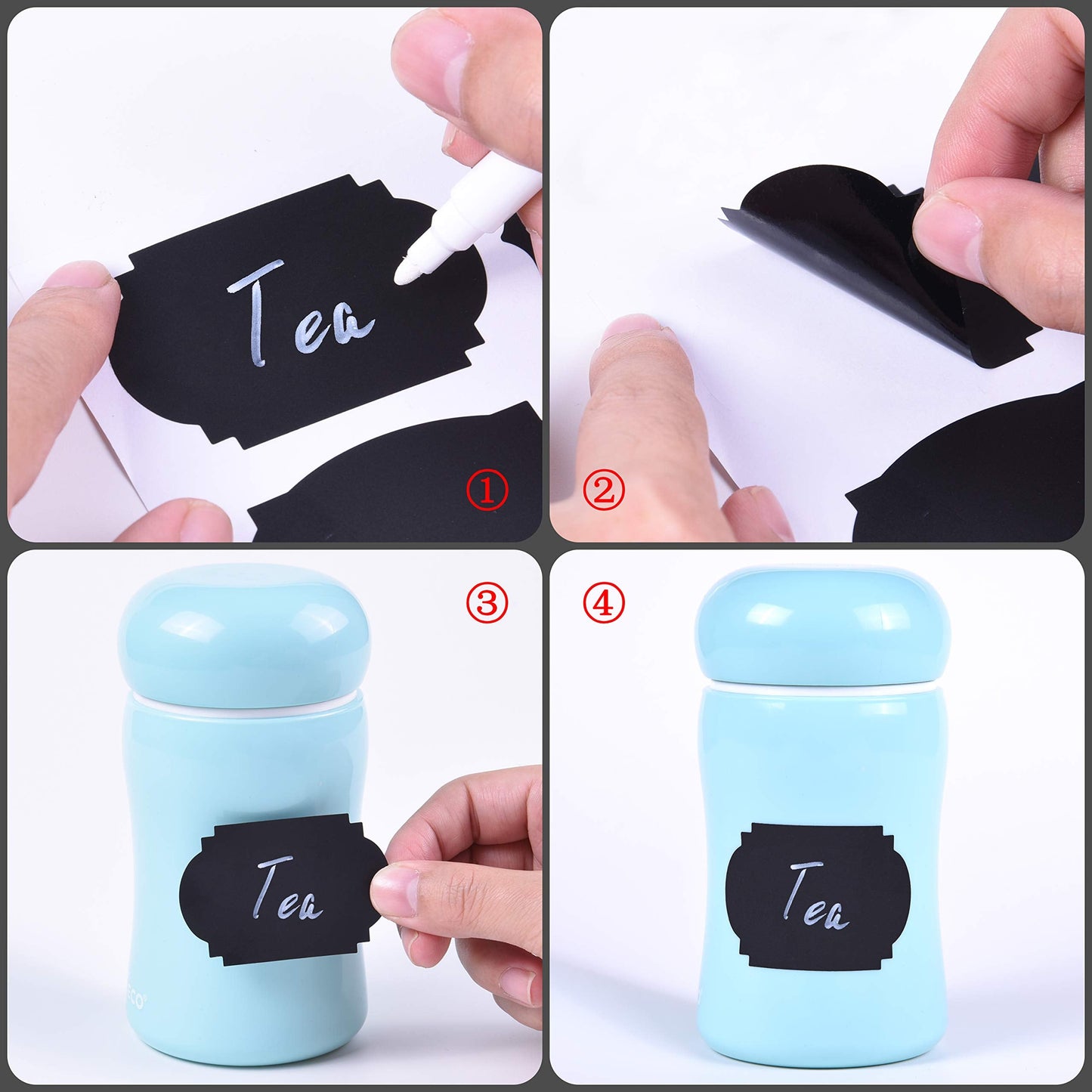 Wisdompro Chalkboard Labels, 190 Pcs Waterproof, Reusable & Removable Blackboard Stickers for Storage Bins, Food Container, Mason Jars, Bottles - 2 Sizes S, M