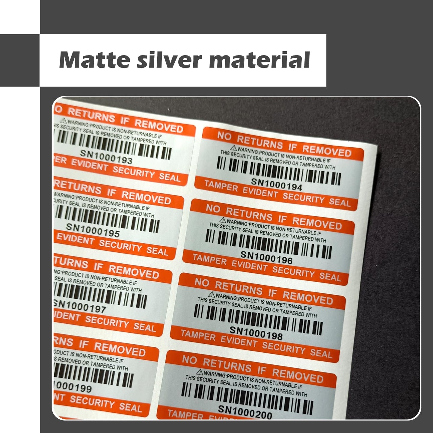 110pcs Tamper Proof Barcode Stickers,Security Label, Warranty Void Sticker with Individual Serial Number,Sealing Label for Package(2x0.8 inches) Red-silver