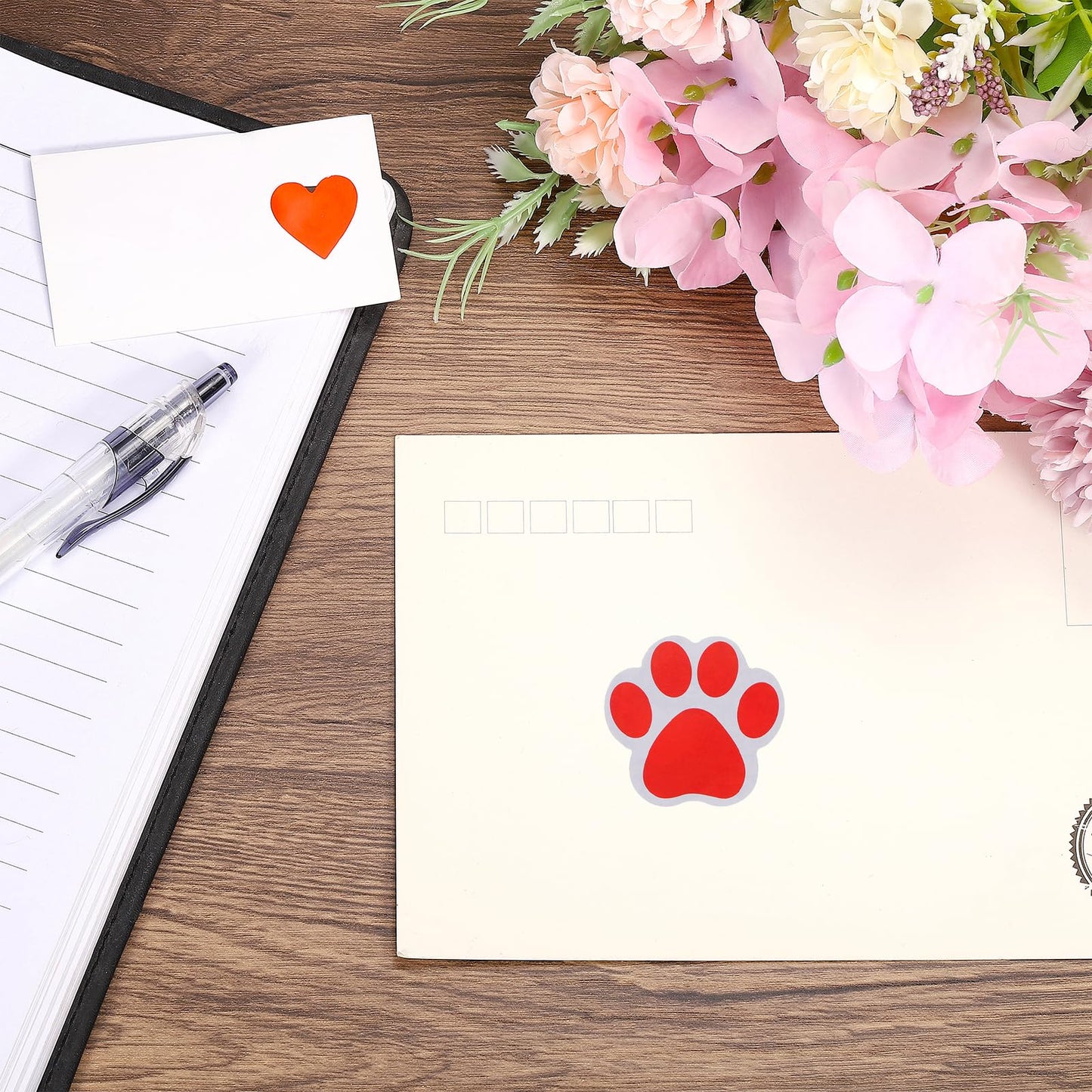 MECCANIXITY Adhesive Label Stickers Mixed Color 500Pcs Paw Prints Stickers 1.5inch Dog Paw Bear Paw Stickers for Children Teacher Fit Crafts Party