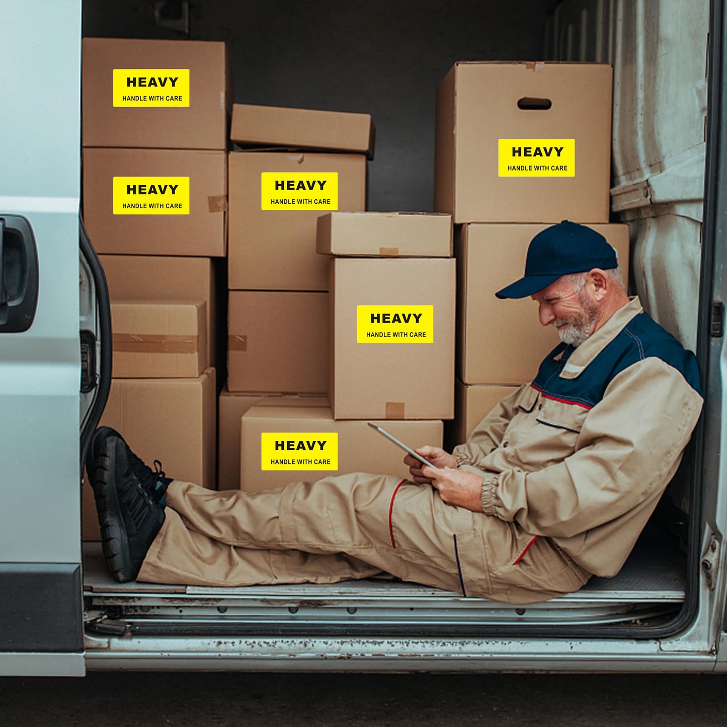 2×4 Inch Heavy Stickers Handle with Care Shipping & Handling Labels Production Warehouse Pallet Warning Labels Yellow - 200 Stickers Per Roll 1 Roll