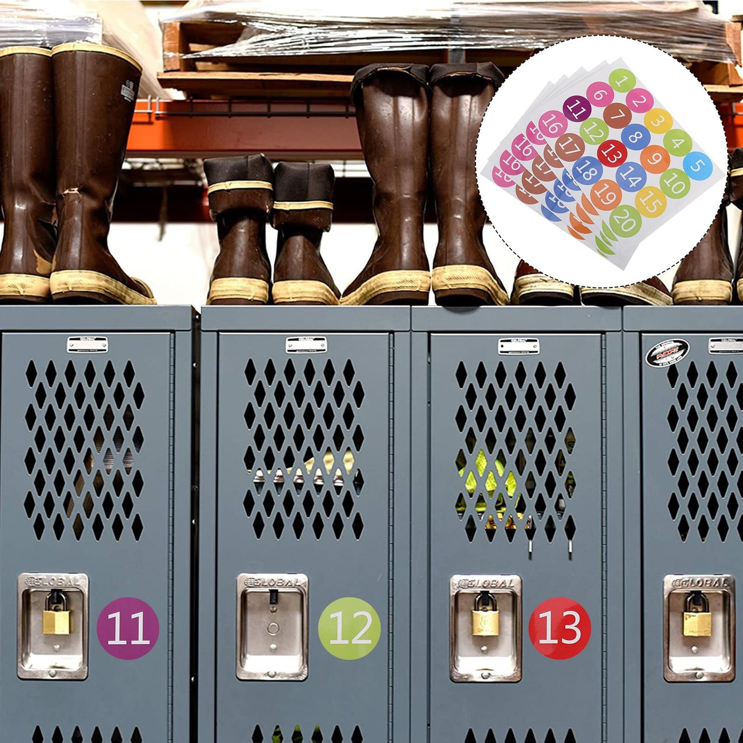 5pcs Number Stickers 1-20, Consecutive Number Labels Self-Adhesive Number Stickers Polka Dot, Vinyl Number Decals for Office, Classroom, Indoor, Boxes, Storage