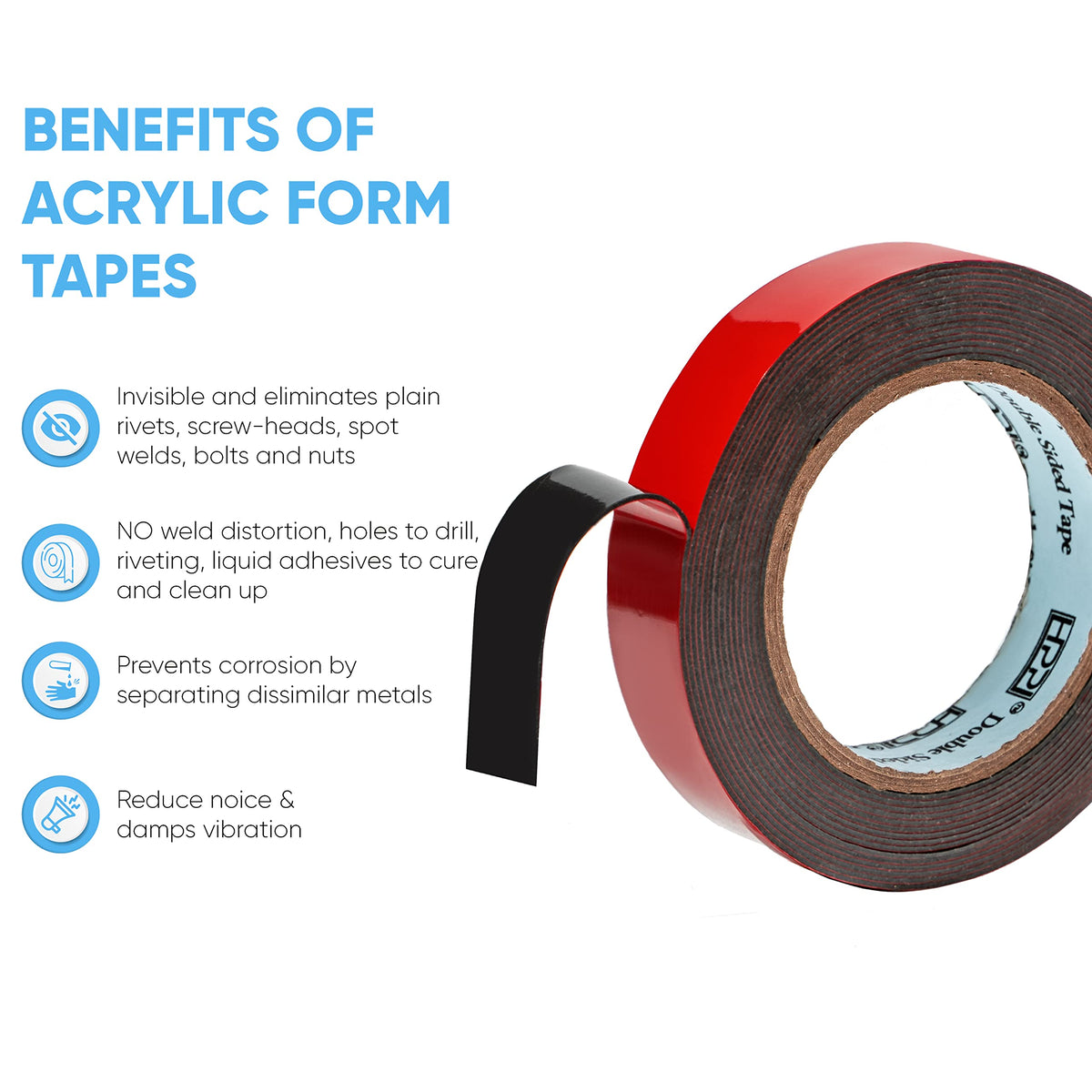 HPP Double Sided Tape, Heavy Duty Tape, Strong and Permanent for Outdoor and Indoor (1 in x 16 ft) 1in x 16ft