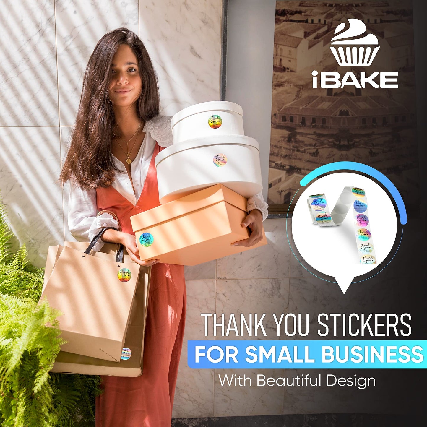 500 PCS Holographic Thank You for Supporting My Small Business Stickers – 1.5 Inch Round Self-Adhesive Waterproof Labels – Eye-Catching Packaging Seals for Orders, Gift Bags, Boxes & Envelopes