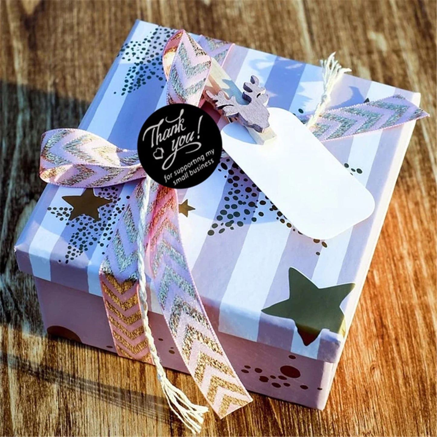 N’icePackaging – 500 Qty – 1.5 inch Thank You for Supporting My Small Business Stickers – Self-Adhesive – for Decoration/Sales/Branding/Envelopes (Black w/Silver Text) Black W/ Silver Text