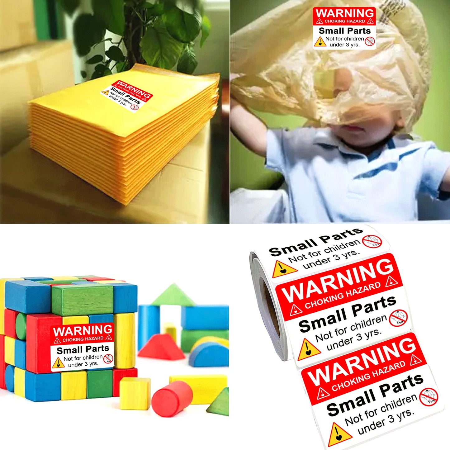 wootile Choking Warning Hazard Labels 1x 2 Inch Choking Warning Labels Red Small Parts Suffocation Warning Stickers Not for Children Under 3 Years Label for Packing Shipping 500 pcs 1 x 2Inch