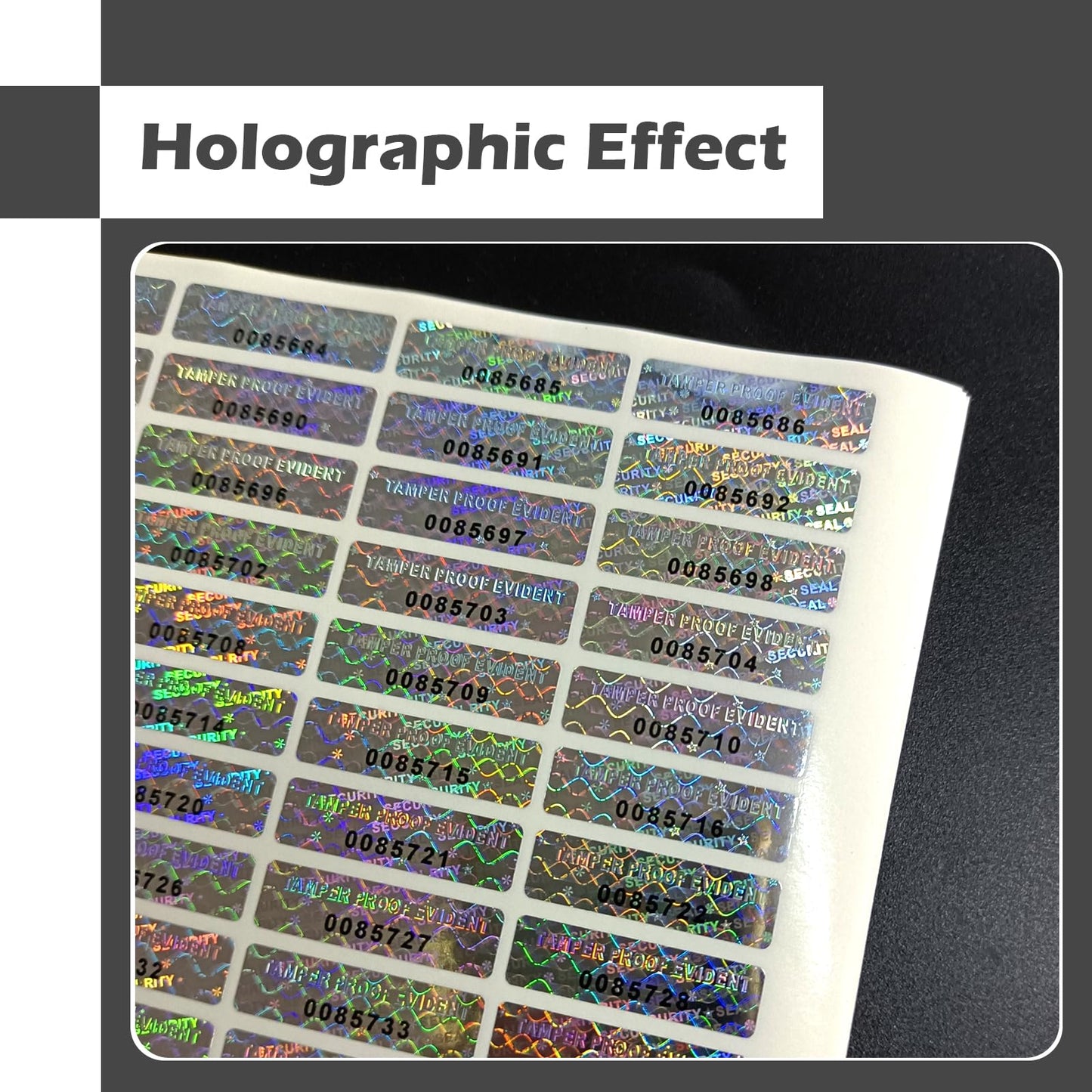 680pcs Tamper evident Hologram Stickers Original Security Labels Warranty Void Seal Tamper Proof Sticker with Unique Serial Number 1x0.3inch relief-680pcs