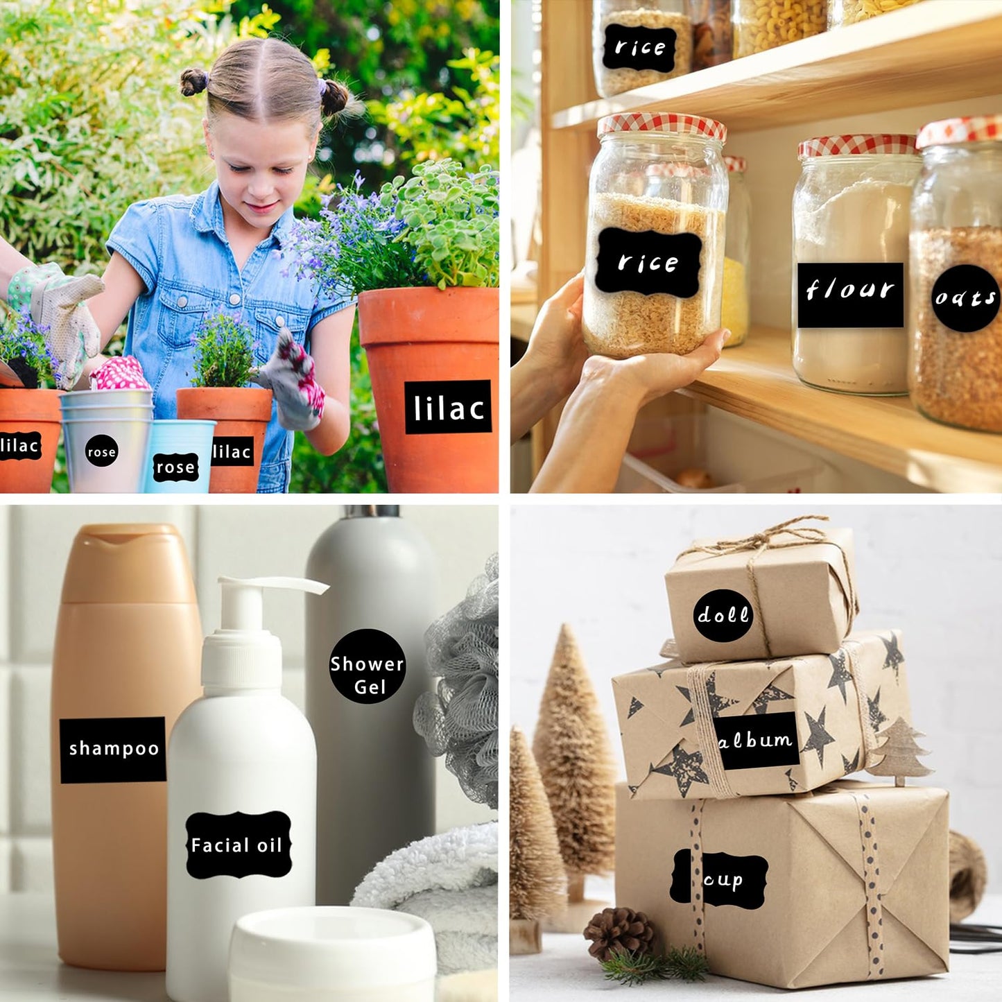 290 pcs Chalkboard Labels,Removable Blackboard Label Stickers,3 Assorted Shapes,with 2 White Chalk Marker,Erasable Reusable Waterproof Label for Storage Bin,Food Container,Mason Jars,Jars
