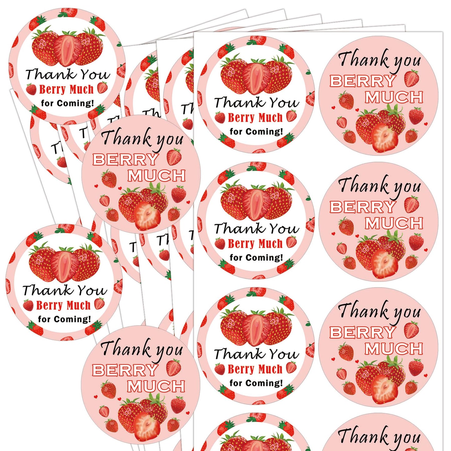 Strawberry Thank You Berry Much for Coming Sticker 1.5 inch Sweet Strawberry Thank You for Celebrating with Us Gift Presents Labels for Birthday Party Favor120pcs (Pink, 1.5 inch) Pink