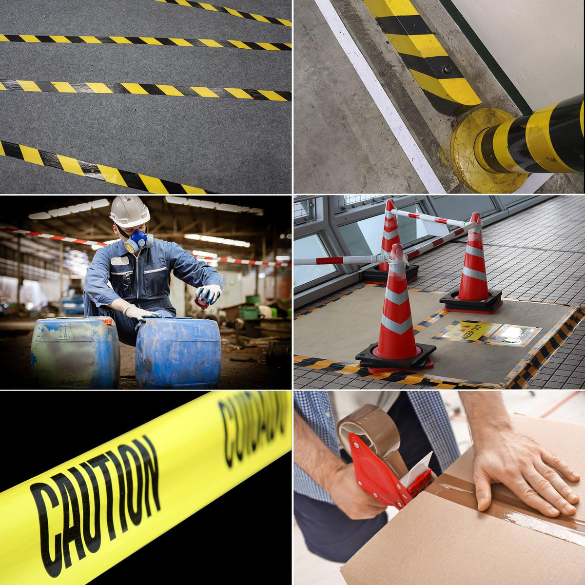 PATIKIL Safety Caution Tape 2 Inch x 108 Feet, 2 Pack Safety Warning Stripe Tape Floor Tape for Marking Floor Walls Stair, Red White