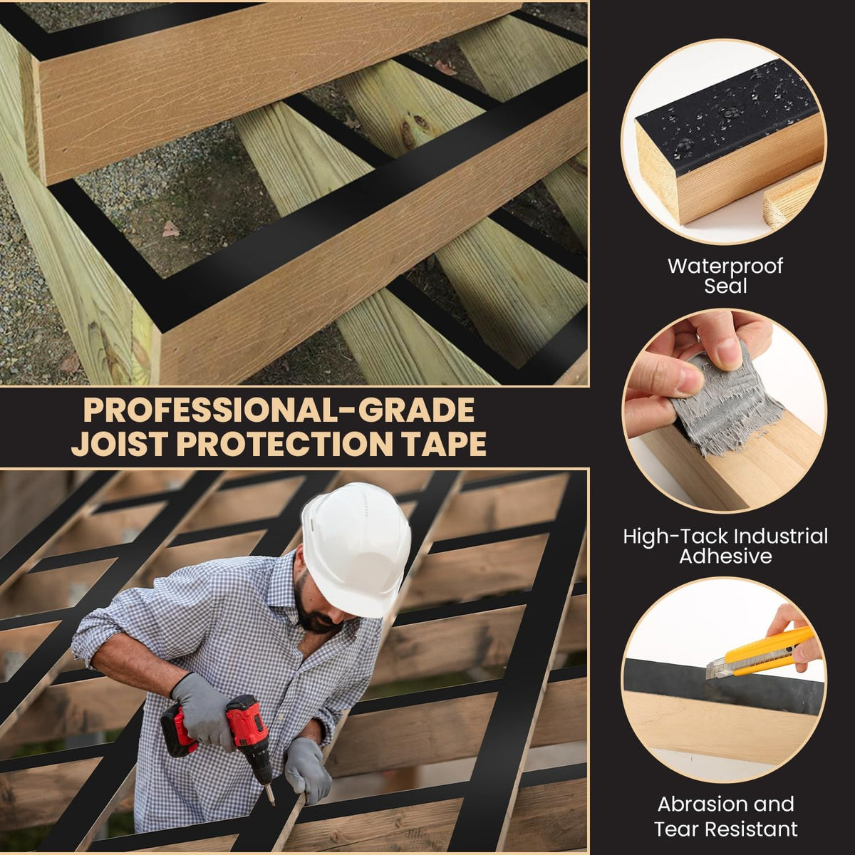 Viking Tape Deck Joist Butyl Tape – Waterproof Joist Protection, 2 Inches x 50 Feet, Strong Adhesion and Timber Guard for Outdoor Deck Builds (10) 10