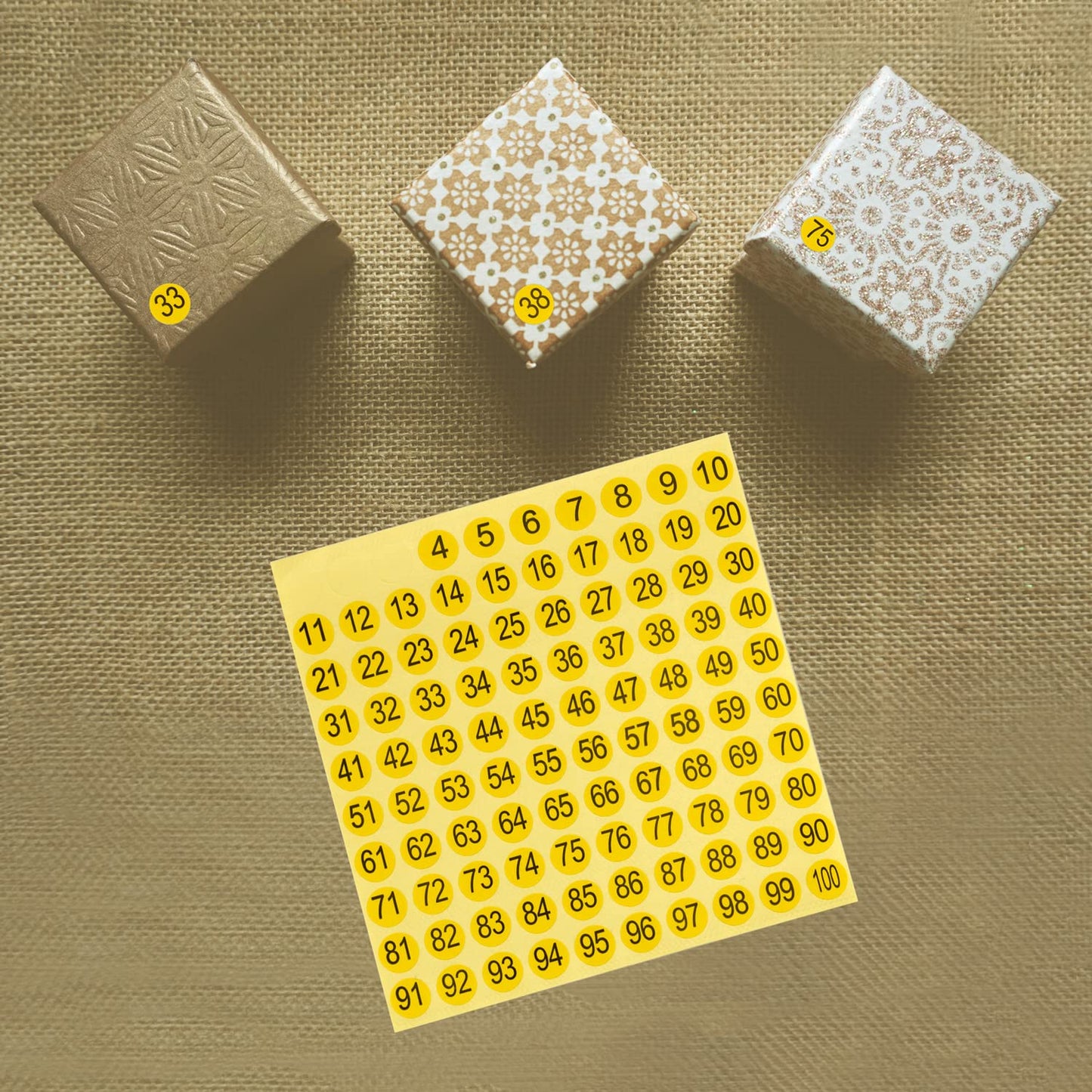 1-100 Round Number Stickers Labels 30 Sets 3000 Self Adhesive Labels Small Consecutive Number Decals Number Signs Inventory Stickers for Storage Organizing (Black Numbers on Yellow Stickers)