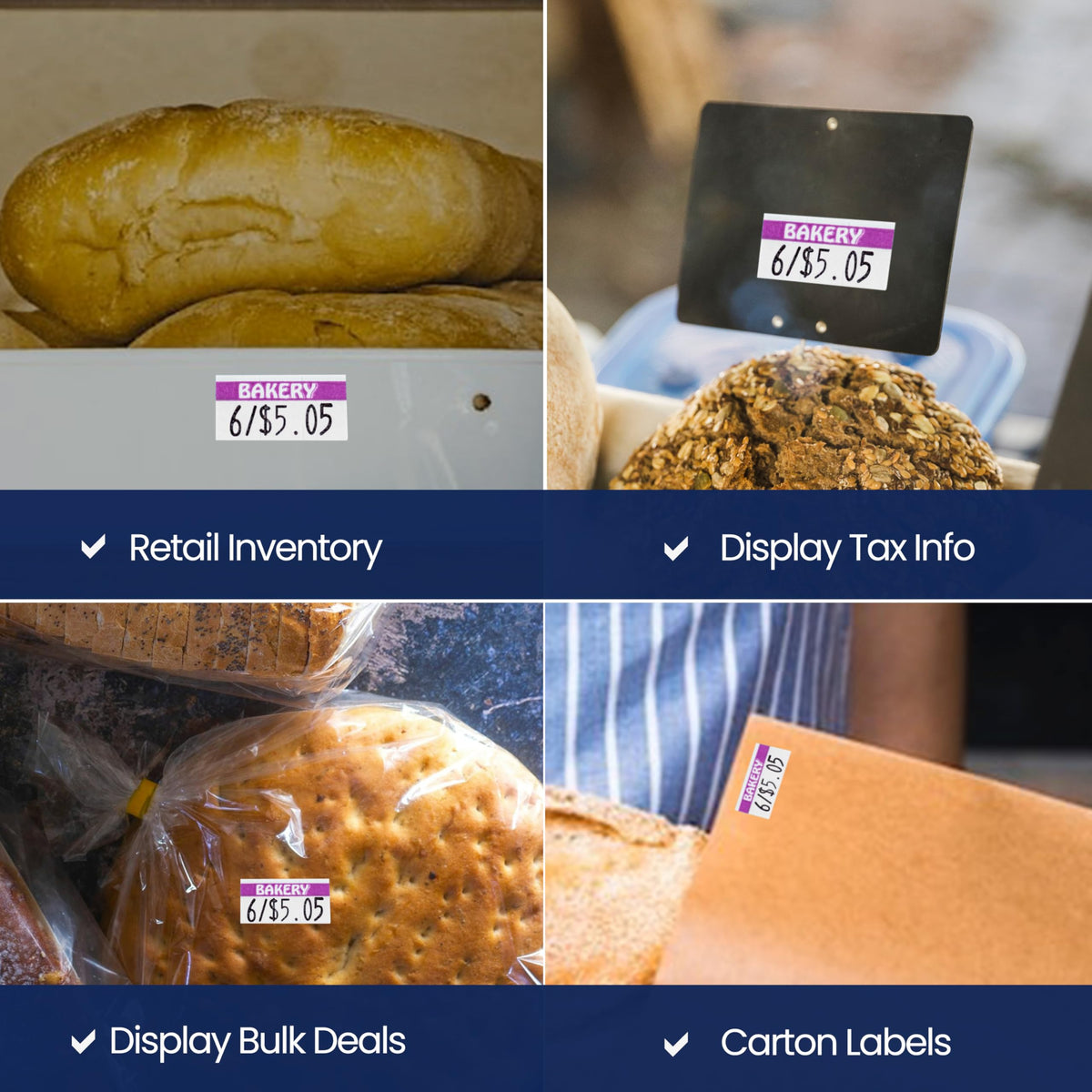 Pricing Labels for Monarch 1110 Purple Reverse Print on White Bakery - 17,000 Labels w/ 16 Rolls Value Pack, 1 Sleeve - Made in USA