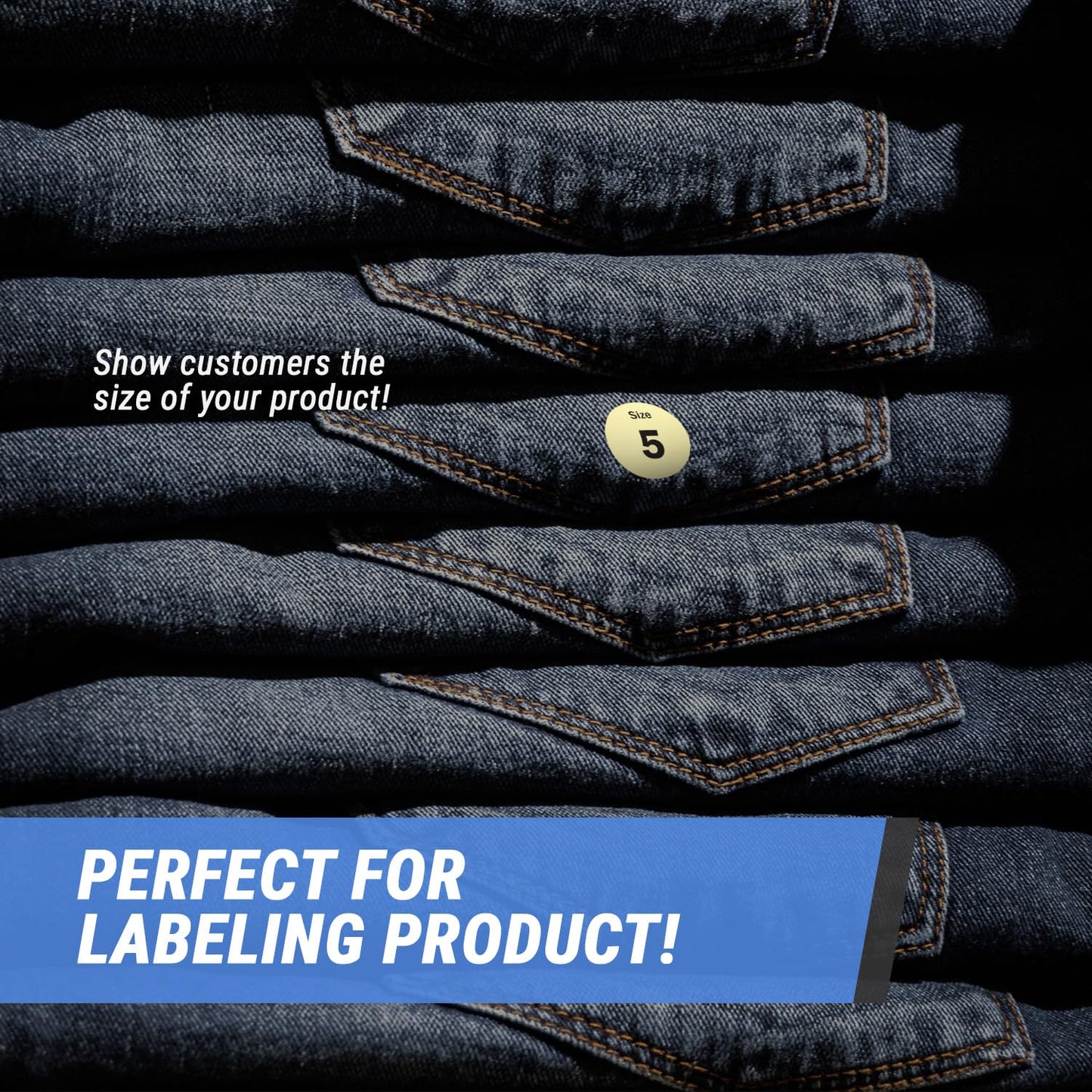 2700 Labels, 0.75 inch, Round - Shoe Size, Shoe Retail Labels, 5 to 13 (No Half-Sizes), Sizing Stickers