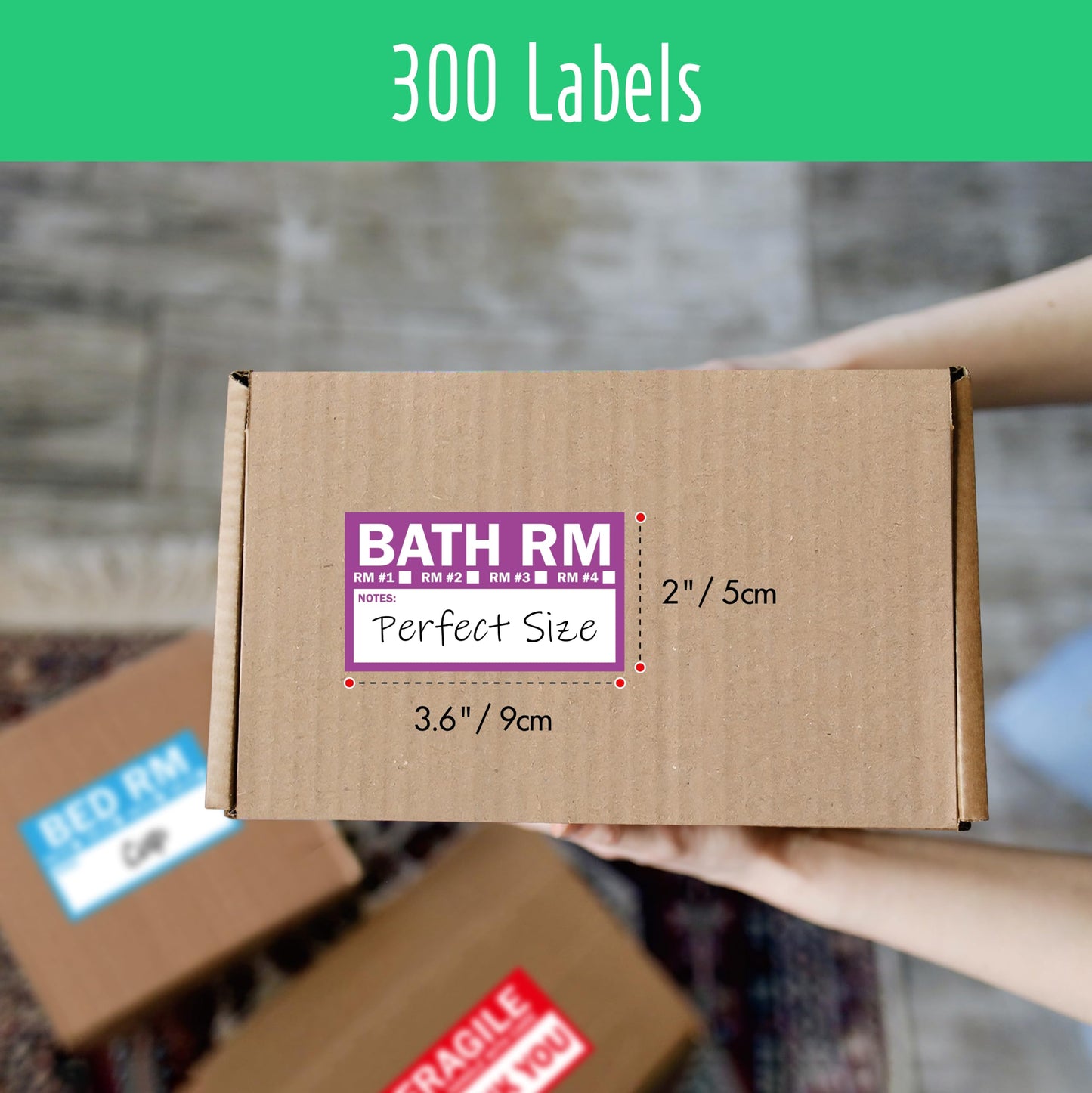 300PCS Home Moving Labels, 5 Color Coding Labels Packing Box Stickers with 50 Fragile Stickers & 50 Blank Ones (Each Measures 2” x 3.6”) Style-b 2” x 3.6” 300pcs