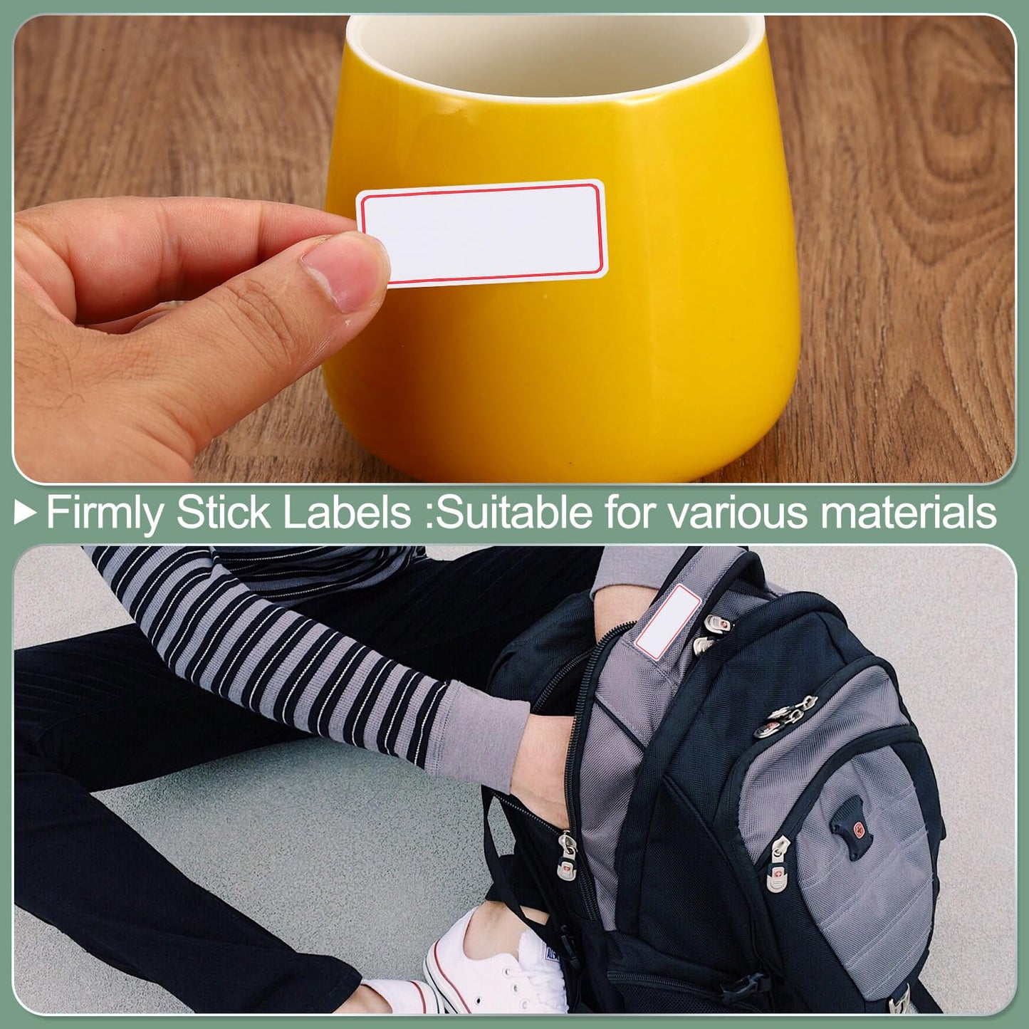 M&G 300 Pcs Name Tag Stickers, Name Labels Stickers Waterproof Adhesive Labels Blank for Stuff-Daycare Supplies Bottle Clothes Fabric Folder Office Camp, 34x73mm, Red White