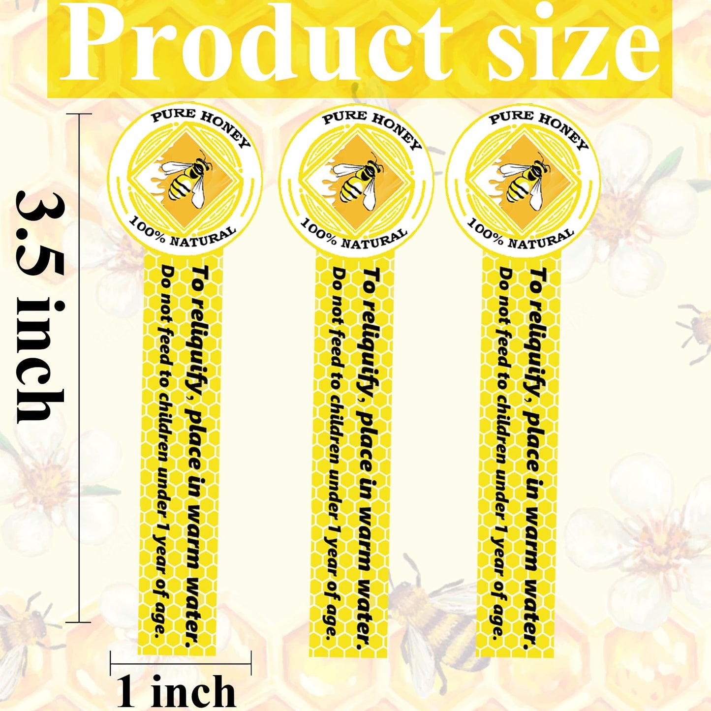 Tamper Proof Pure Honey Stickers 1 x 3.5 Inches Tamper Evident Seals Labels Honey Label Stickers for Honey Jars Bottle Lid Labelss 500Pcs Tampers Proof Honeys Labels Pure Honey Label