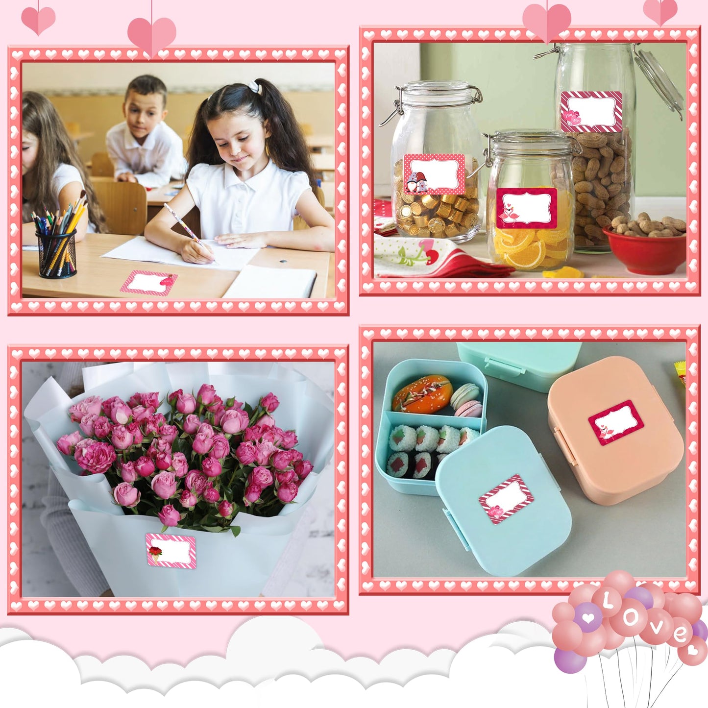 180PCS Valentine's Day Name Stickers, Valentines Theme Gift Tags Labels, 2x3 inch