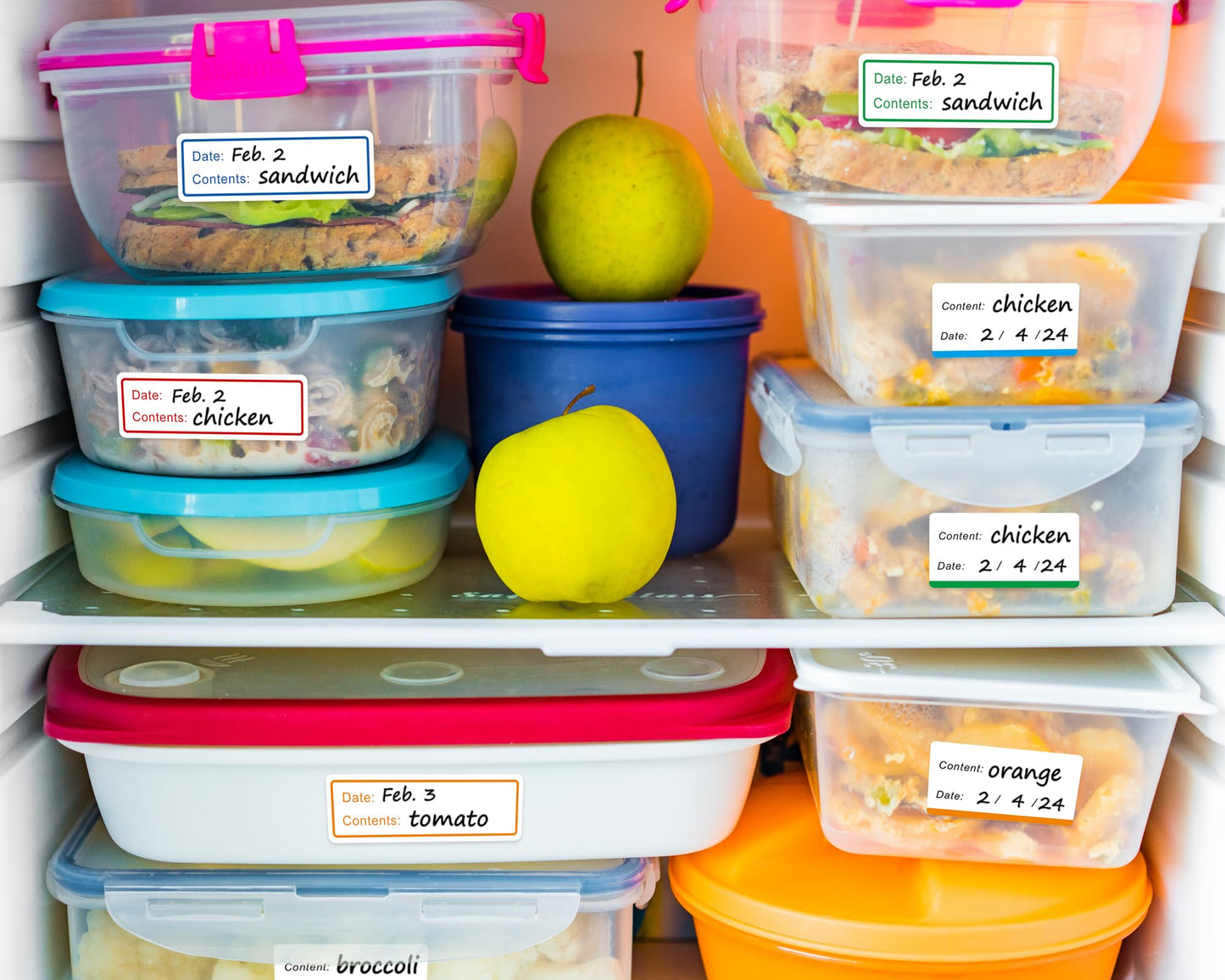 300 Removable Freezer Food Labels, 1 x 2 Inch, Waterproof, Oil Resistant Canning Jar Labels, Clean, No Residue Multicolor, 1'' X 2''