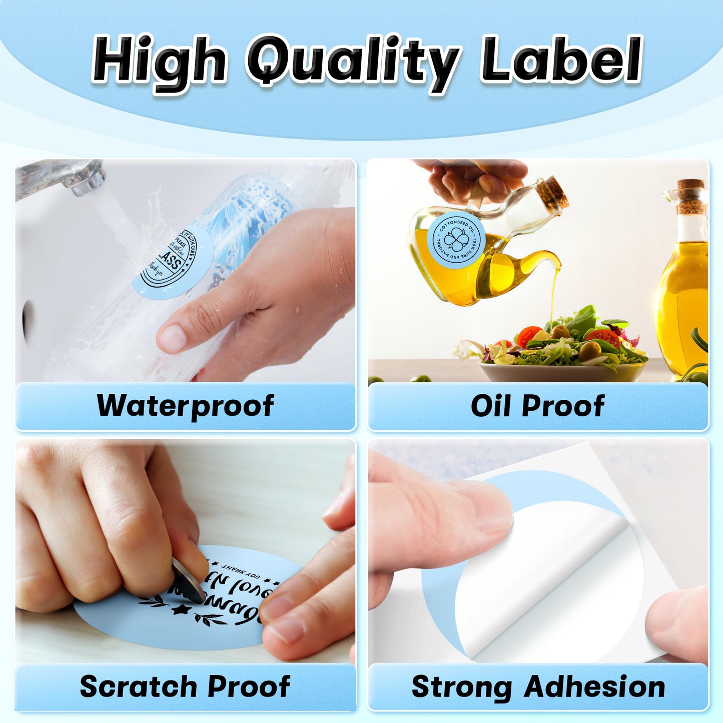 Round Stickers 2 inch,Custom Thermal Labels Stickers Personalized for 241BT, D520BT, 344WF Thermal Label Printer, 750 Labels/Roll, Blue 2"x2" 750 pcs