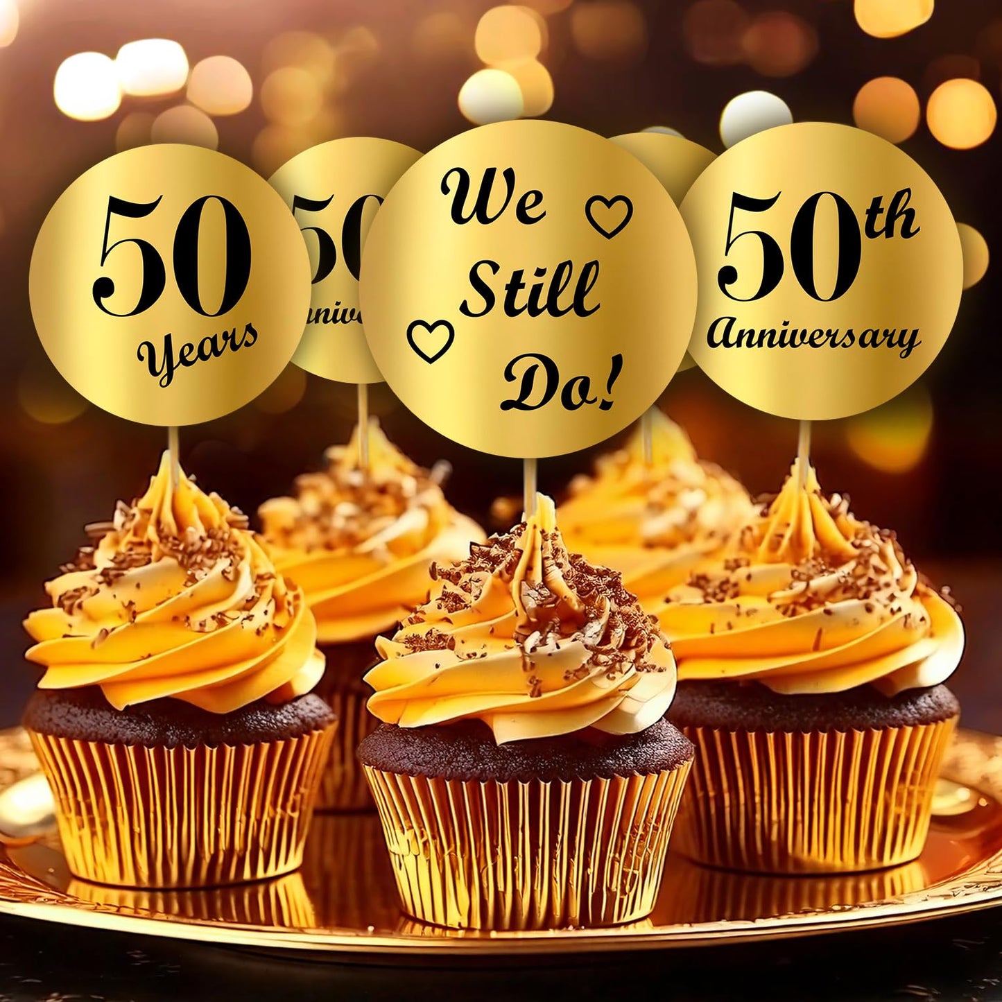 Gold Foil 50th Anniversary Kisses Stickers, (Set of 216) Chocolate Drops Labels Stickers for 50th Wedding Anniversary, Party Favors Decor for Kisses. Made in USA