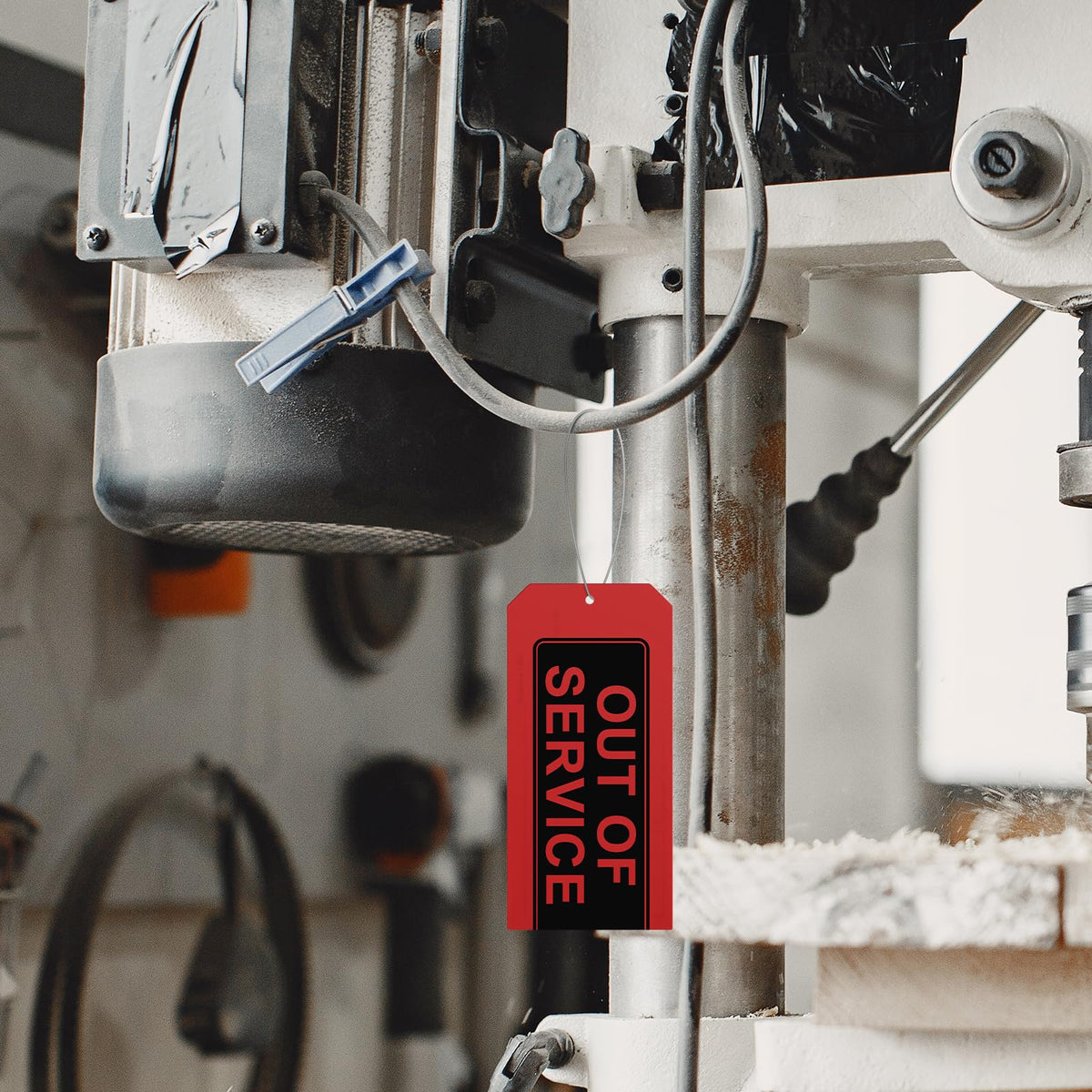Out of Service Tags,100-pk Red Repair Tags with Wires Attached,Tear & Water Resistant PVC-Plastic,Maintenance Repair Tags,Weather Proof