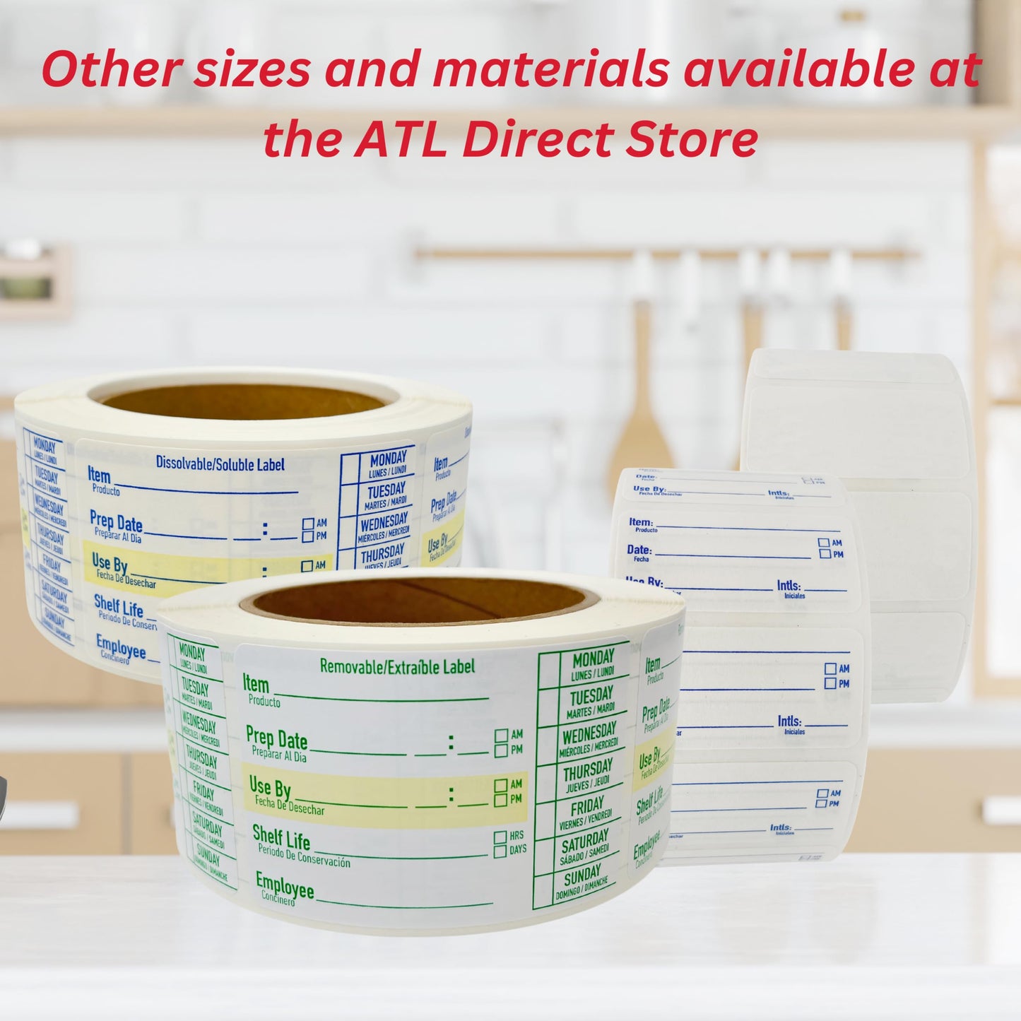 2x1 Dissolvable Labels for Food Storage - Container Stickers, Date Labels (250, Blank) 250 White