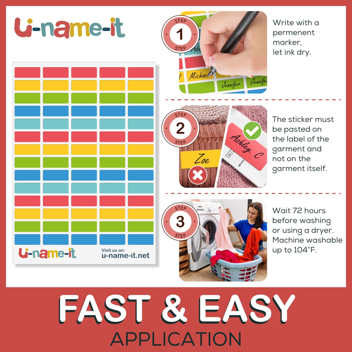Self-Adhesive Clothing Labels for Garment Label Only: 80-Pcs Peel & Stick PVC Sticker Decals, 1.2-Inch by 0.6-Inch, 5 Colors, Machine Washable, Durable, Easy to Apply, DIY Custom (1 X 0.4 Inches) 1 X 0.4 Inches