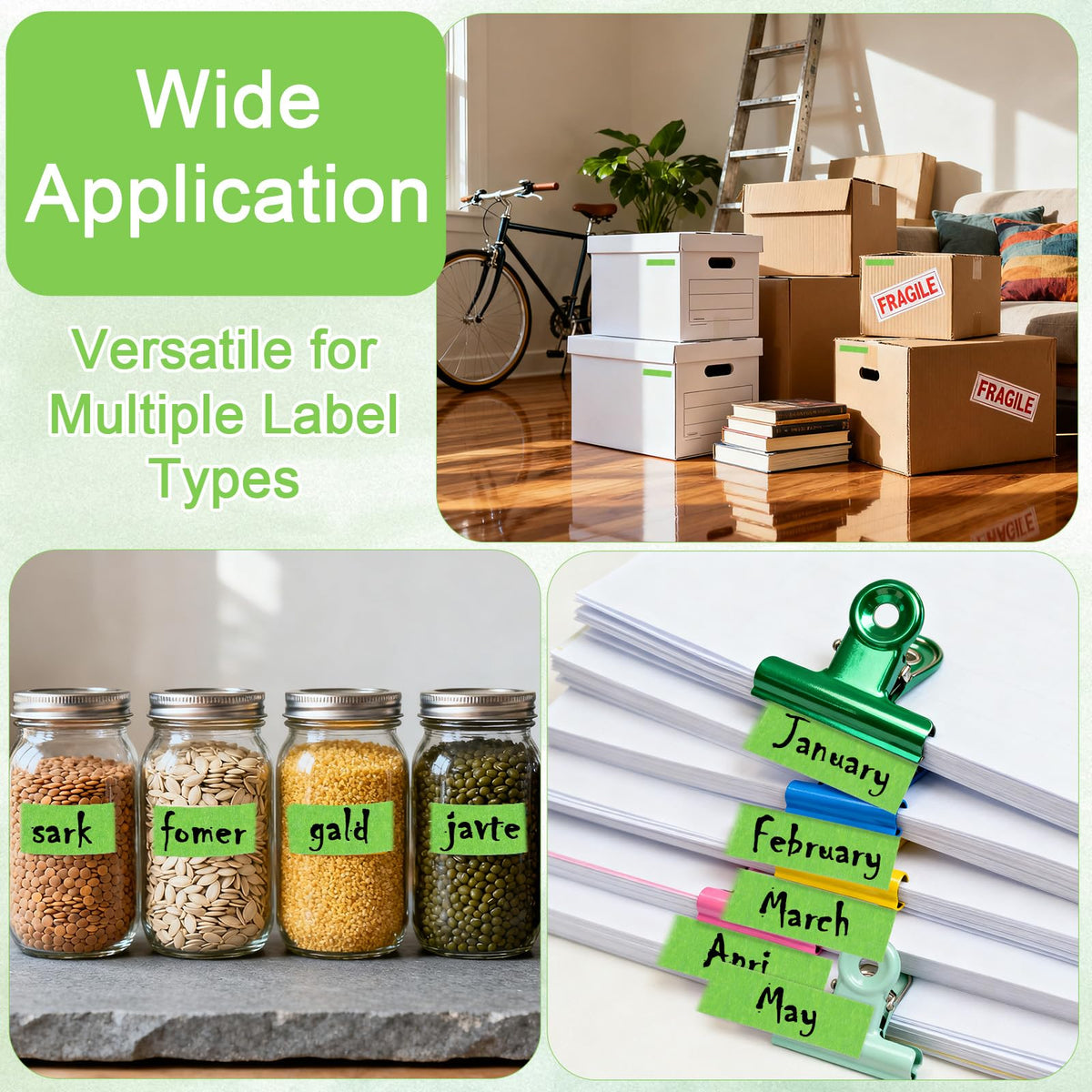 5 Rolls Pinstripe Tape, 5 Sizes Green Masking Tape 1/8, 1/5, 1/3, 2/5, 3/5 Inch Wide Fineline Masking Tapes Thin Painters Masking Automotive Tape for DIY Paint Art Crafts