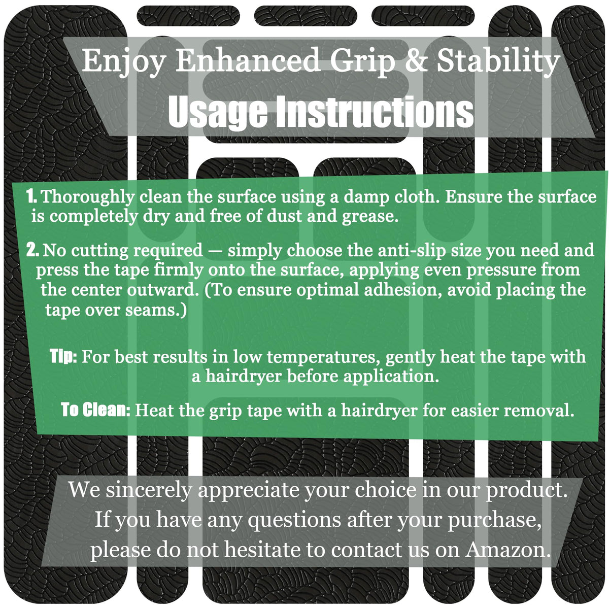 68 Pre-Cut Rubber Grip Tape Kit, Ultra-Thin Strong Adhesive Anti-Slip Waterproof Heat Resistant Wear-Resistant Cushion Pad Residue-Free, Handles or Contact Surfaces Safer, with Grip and Comfort